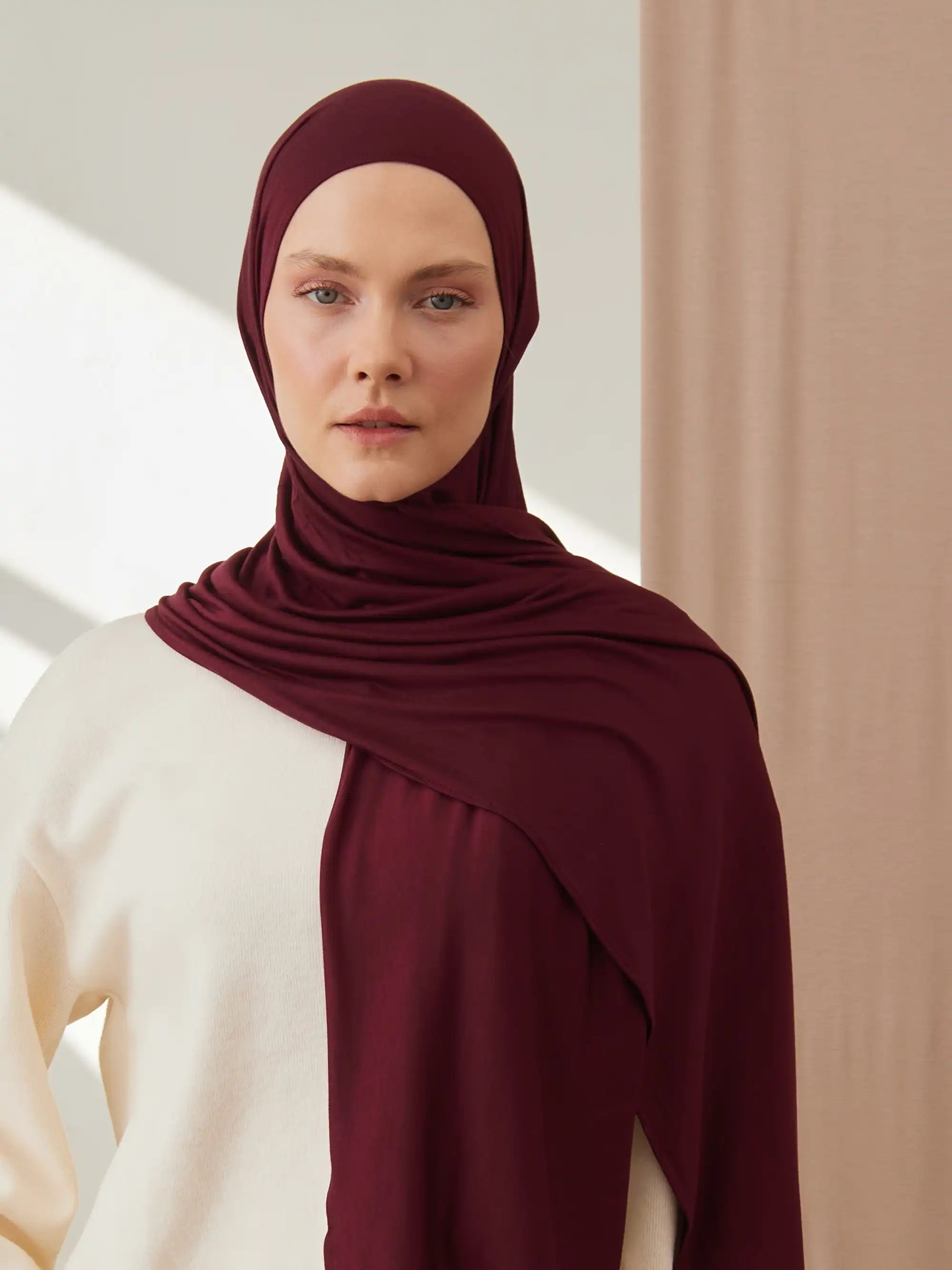 Küçük Premium Jersey Şal - Vişne Çürüğü