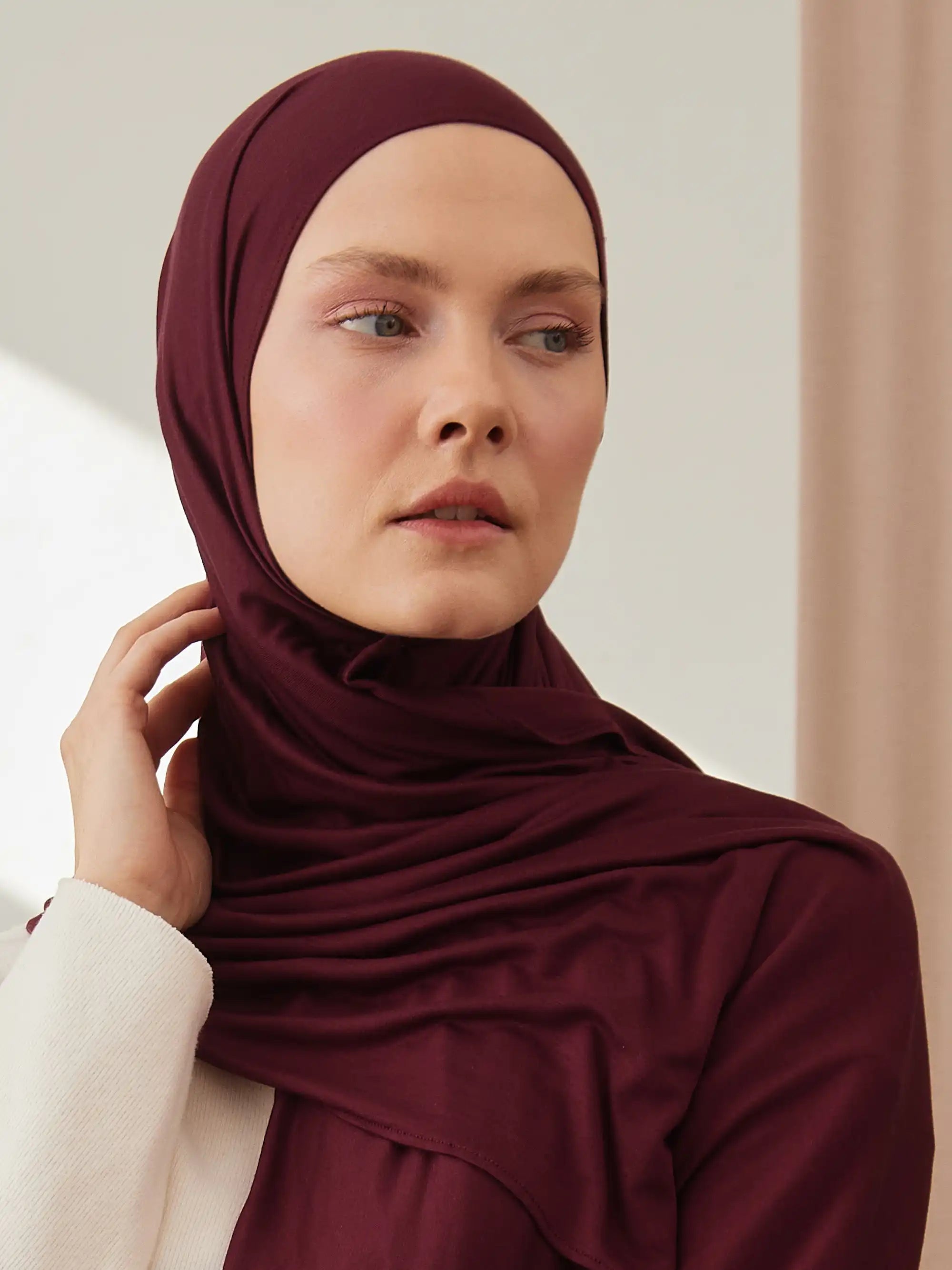 Küçük Premium Jersey Şal - Vişne Çürüğü