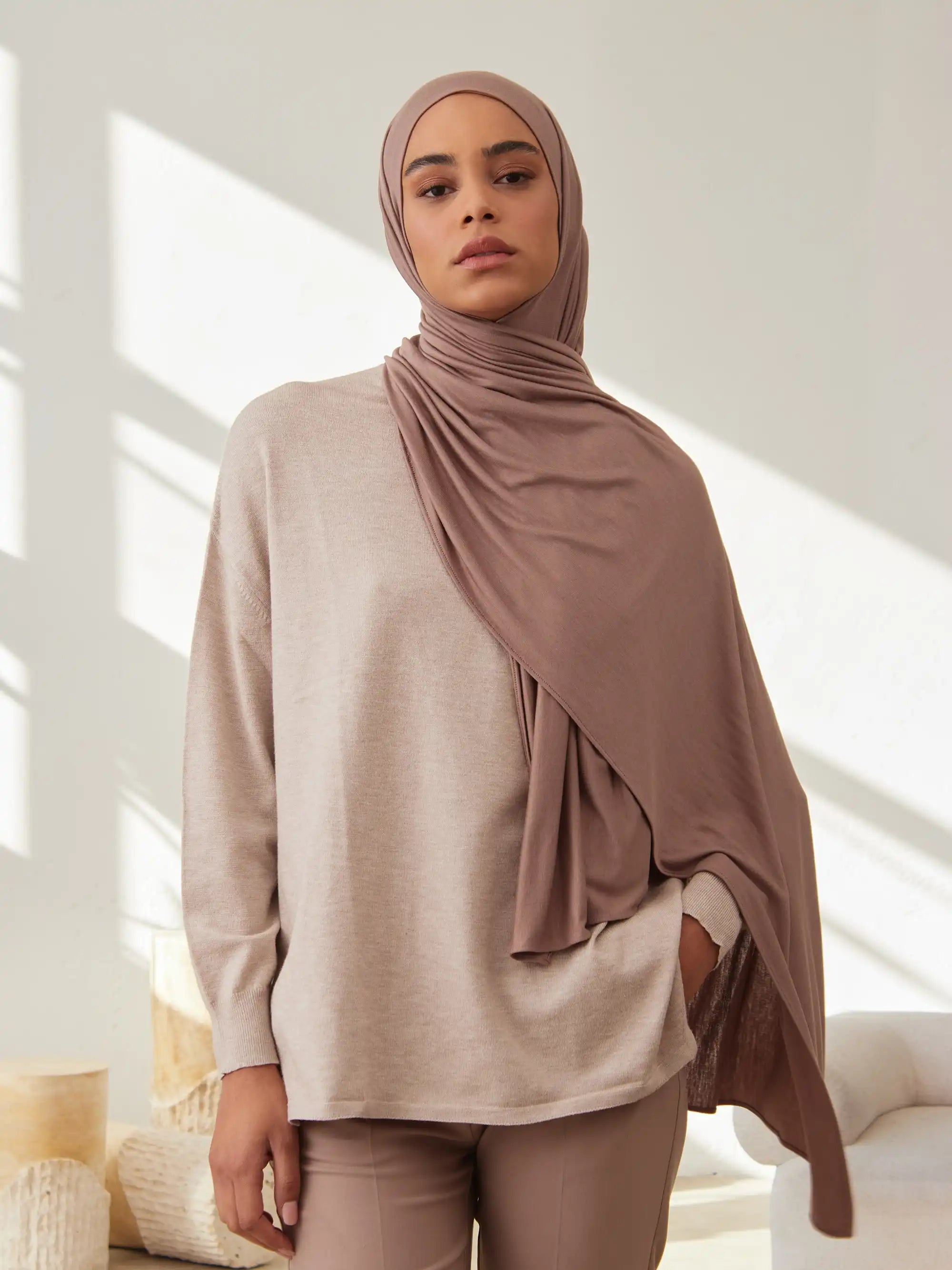 Premium Jersey Şal - Mocha Köpüğü