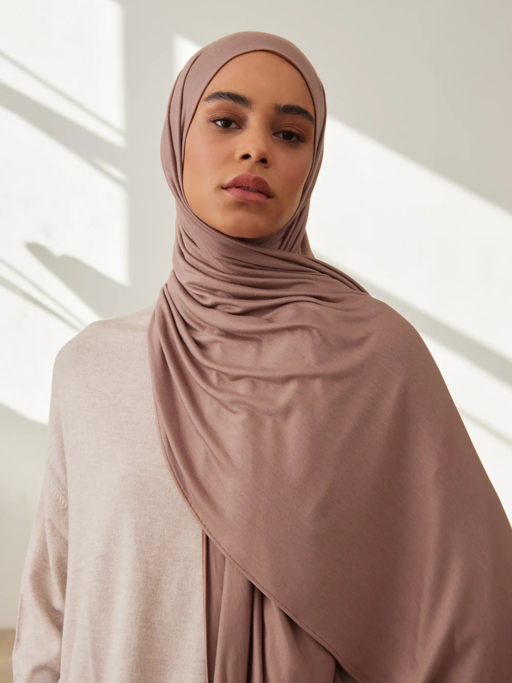 Küçük Premium Jersey Şal - Mocha Köpüğü