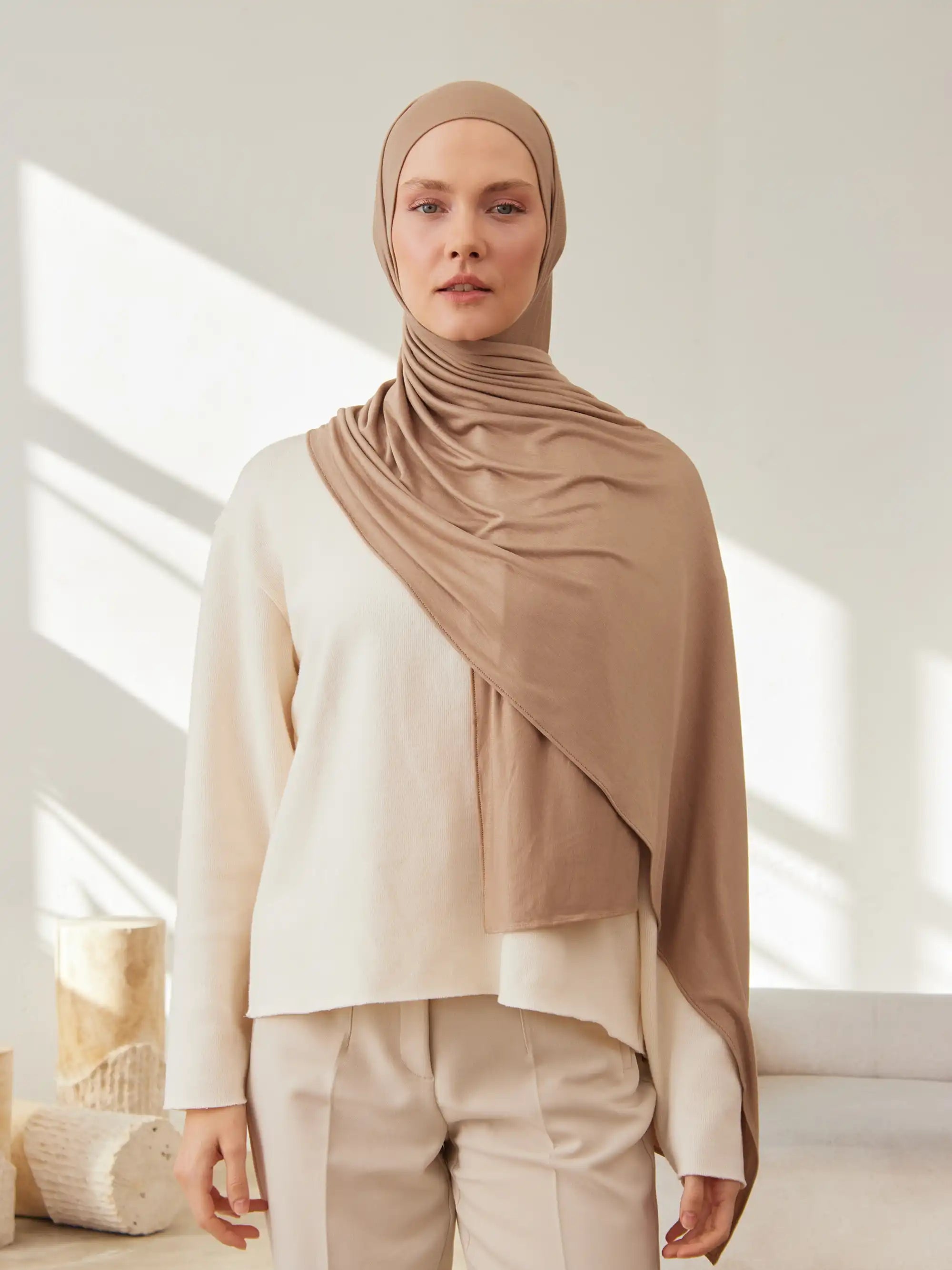 Küçük Premium Jersey Şal - Bronz Ten
