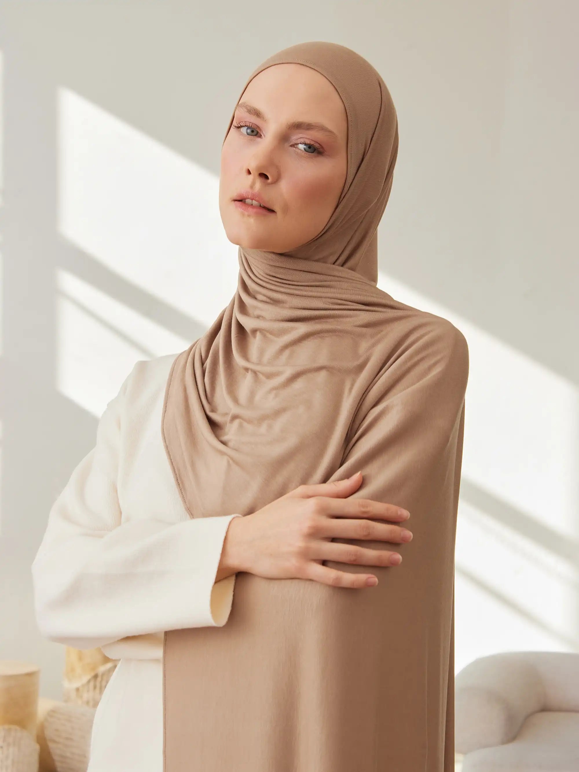 Küçük Premium Jersey Şal - Bronz Ten