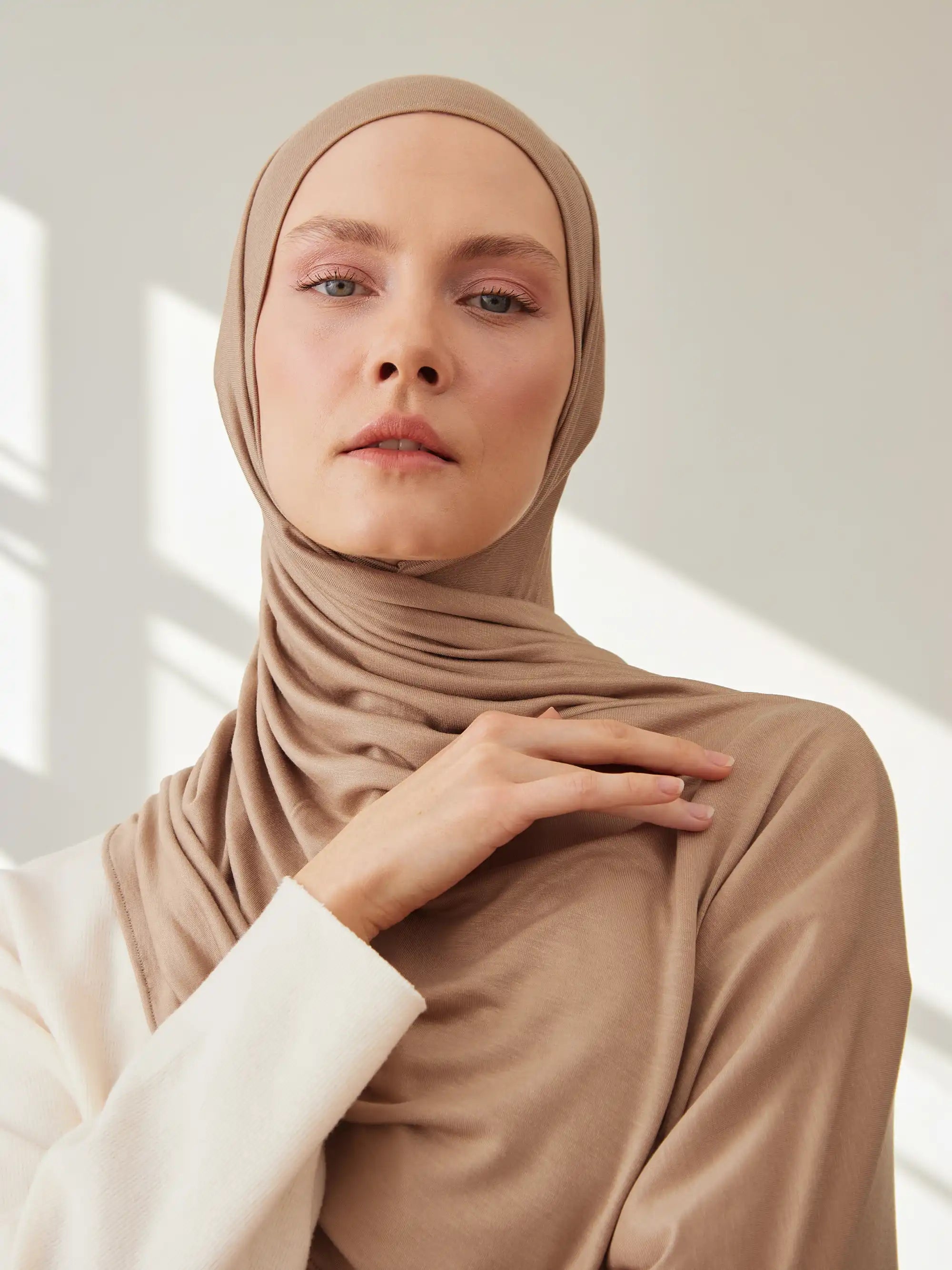 Küçük Premium Jersey Şal - Bronz Ten
