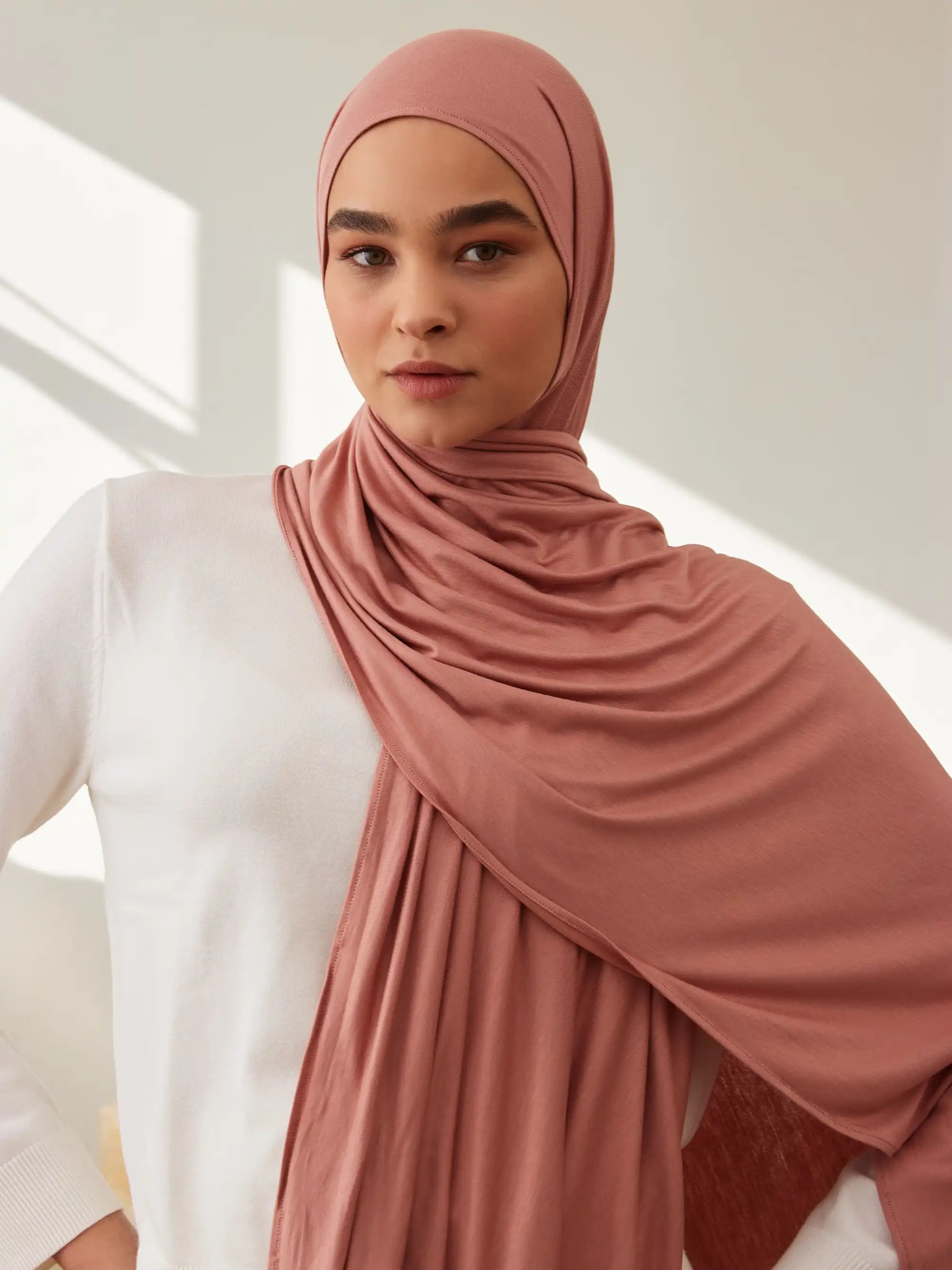 Küçük Premium Jersey Şal - Terrakota