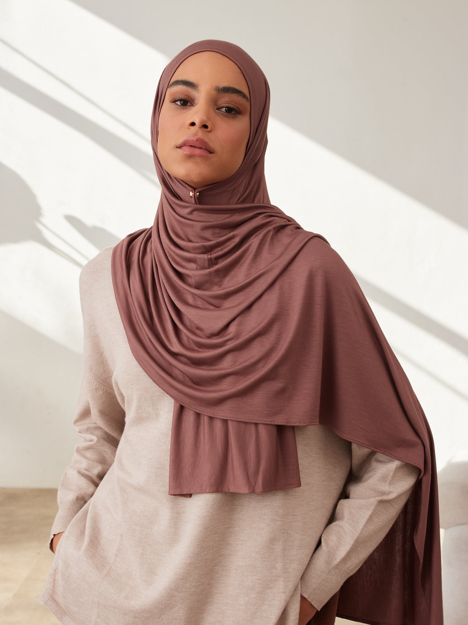 Küçük Premium Jersey Şal - Cappuccino