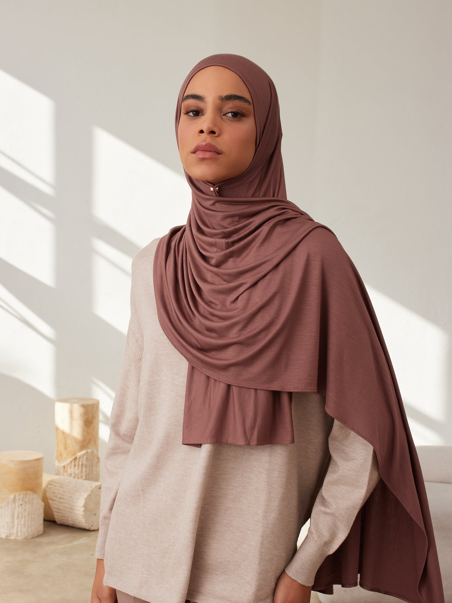 Premium Jersey Şal - Cappuccino