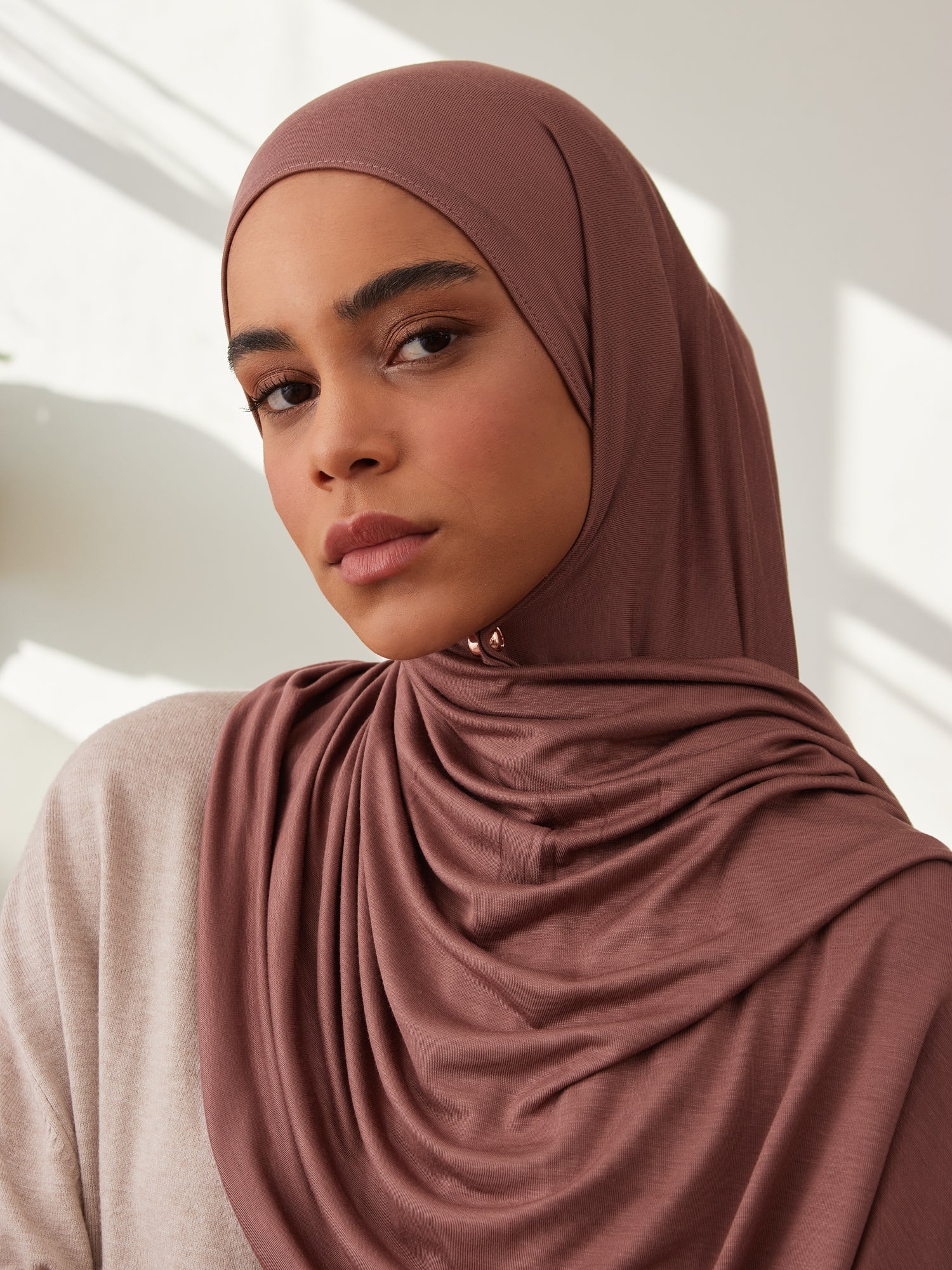 Küçük Premium Jersey Şal - Cappuccino