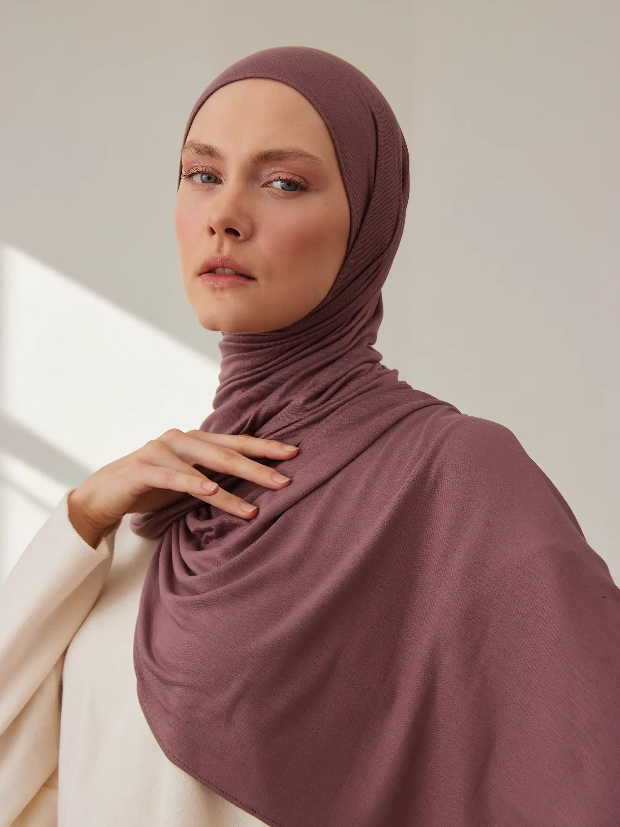 Küçük Premium Jersey Şal - Gül Taupe
