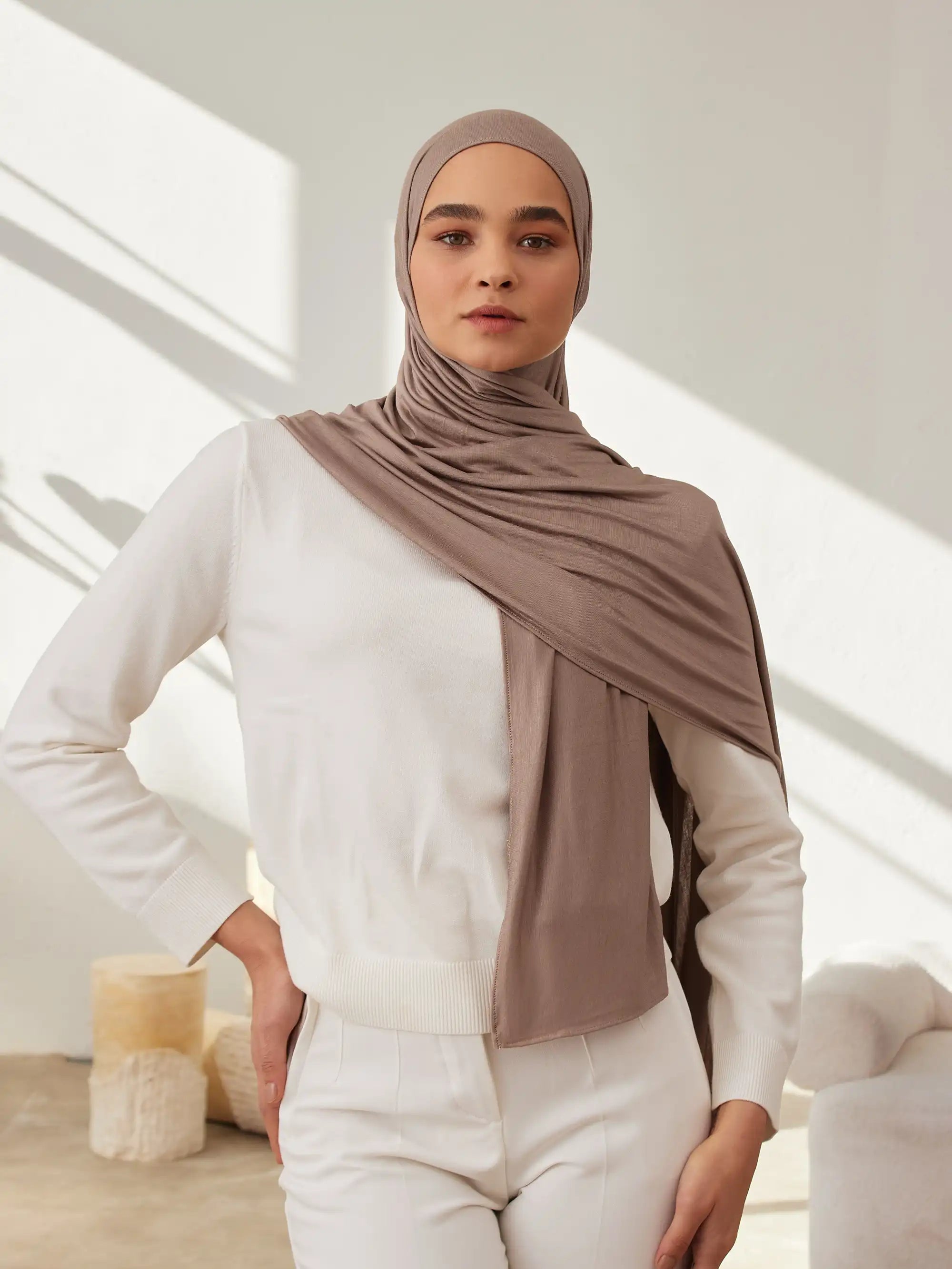 Küçük Premium Jersey Şal - Çöl