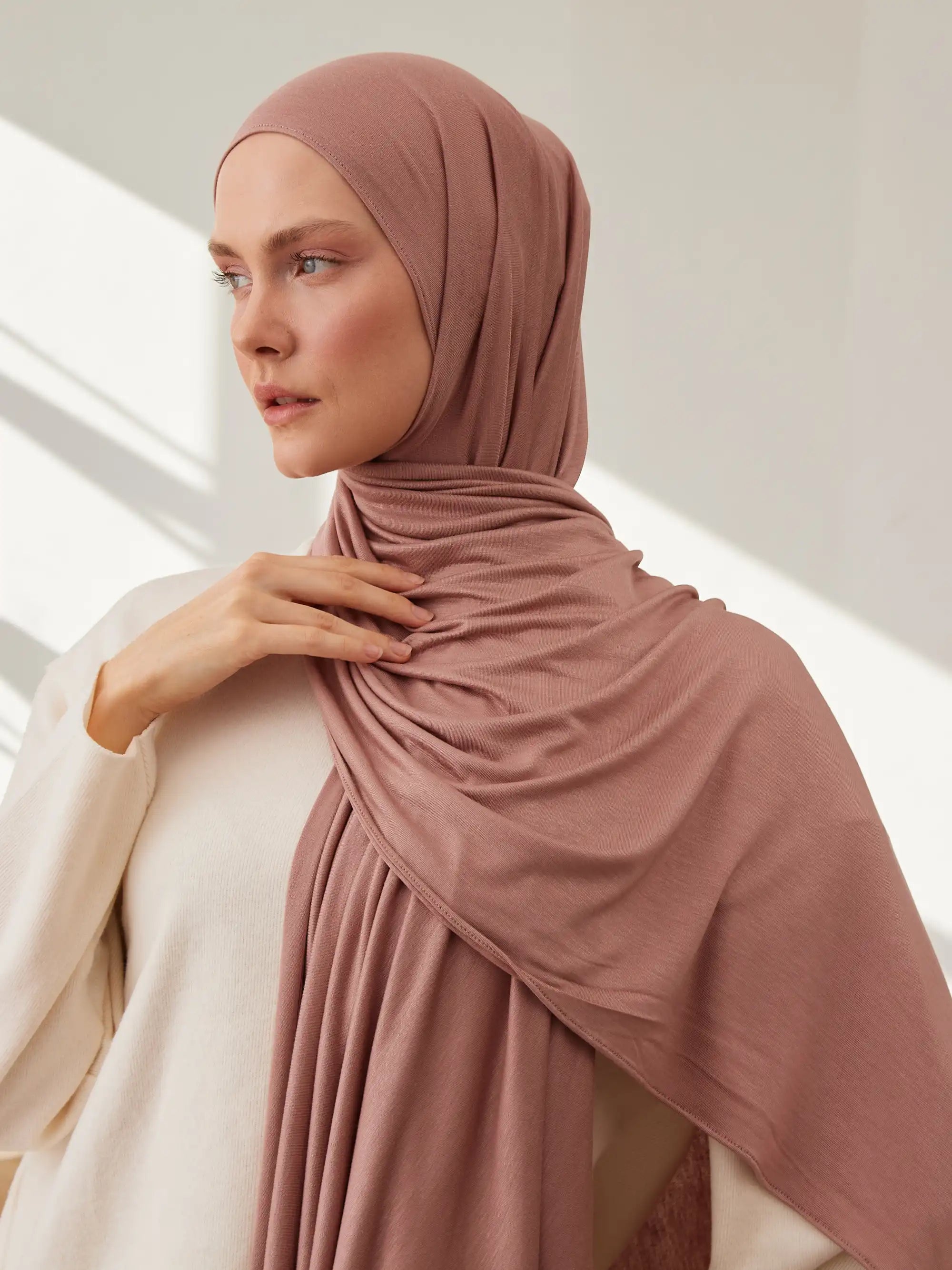 Küçük Premium Jersey Şal - Pastel Gül