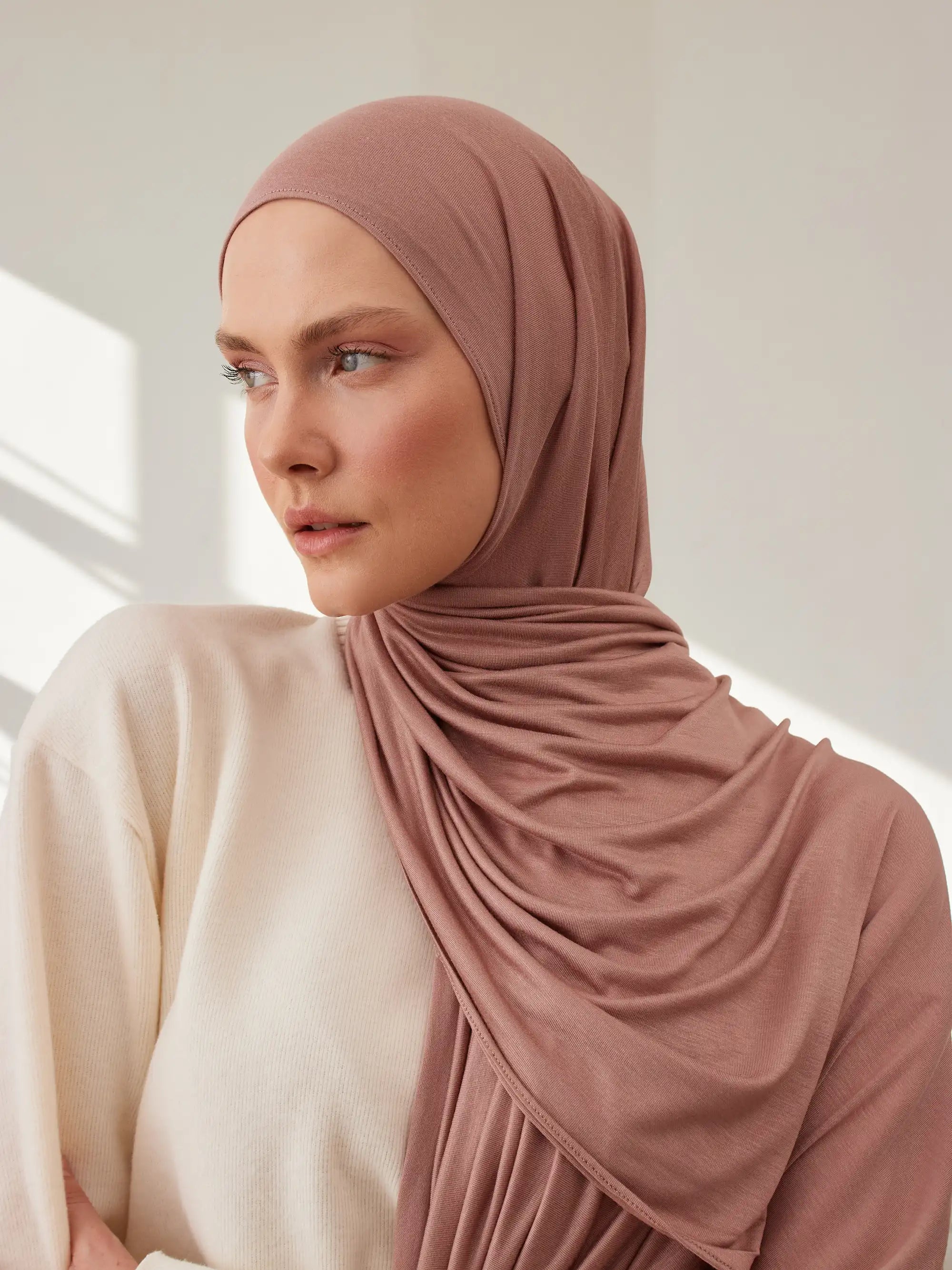 Küçük Premium Jersey Şal - Pastel Gül