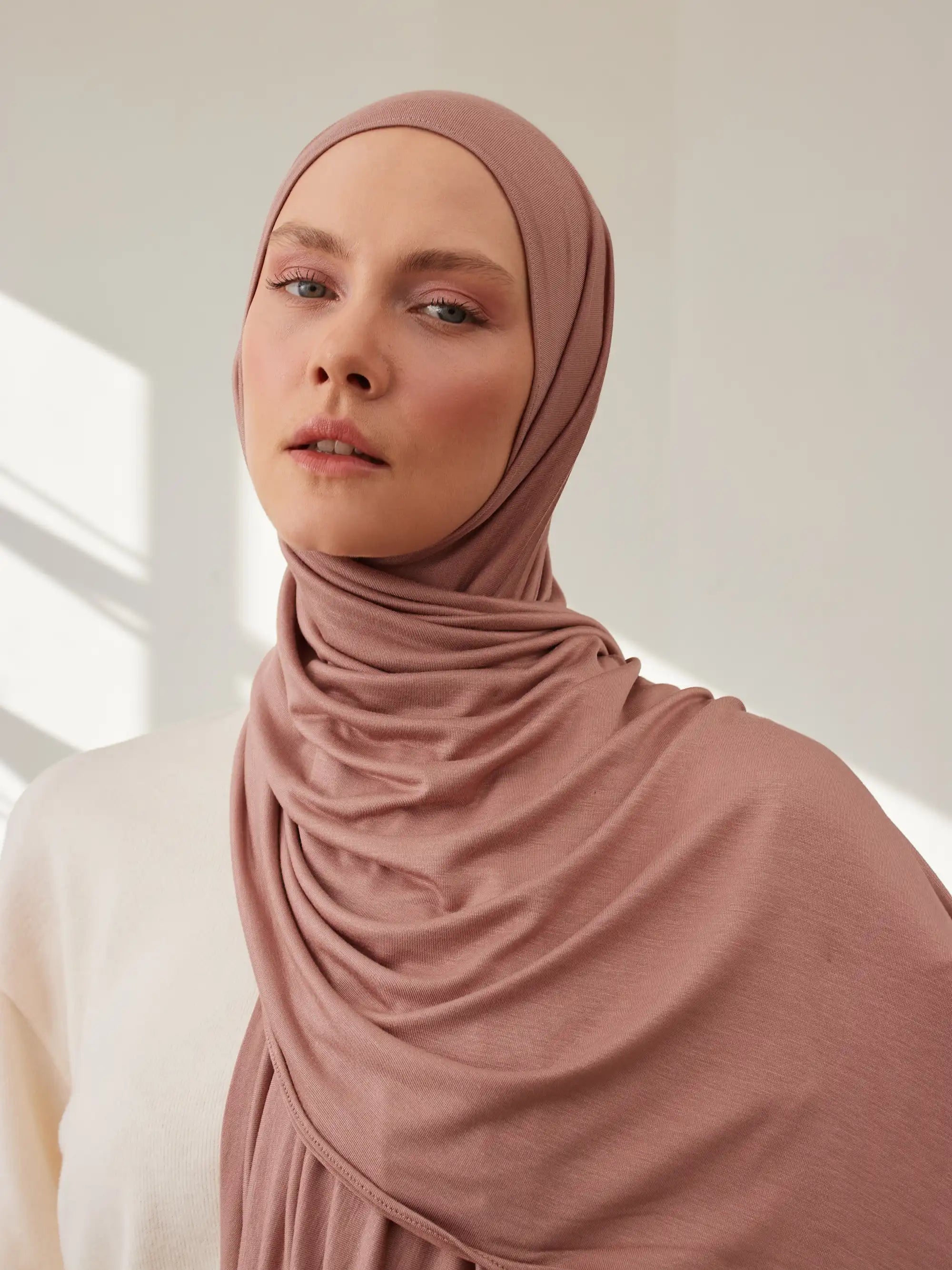 Küçük Premium Jersey Şal - Pastel Gül