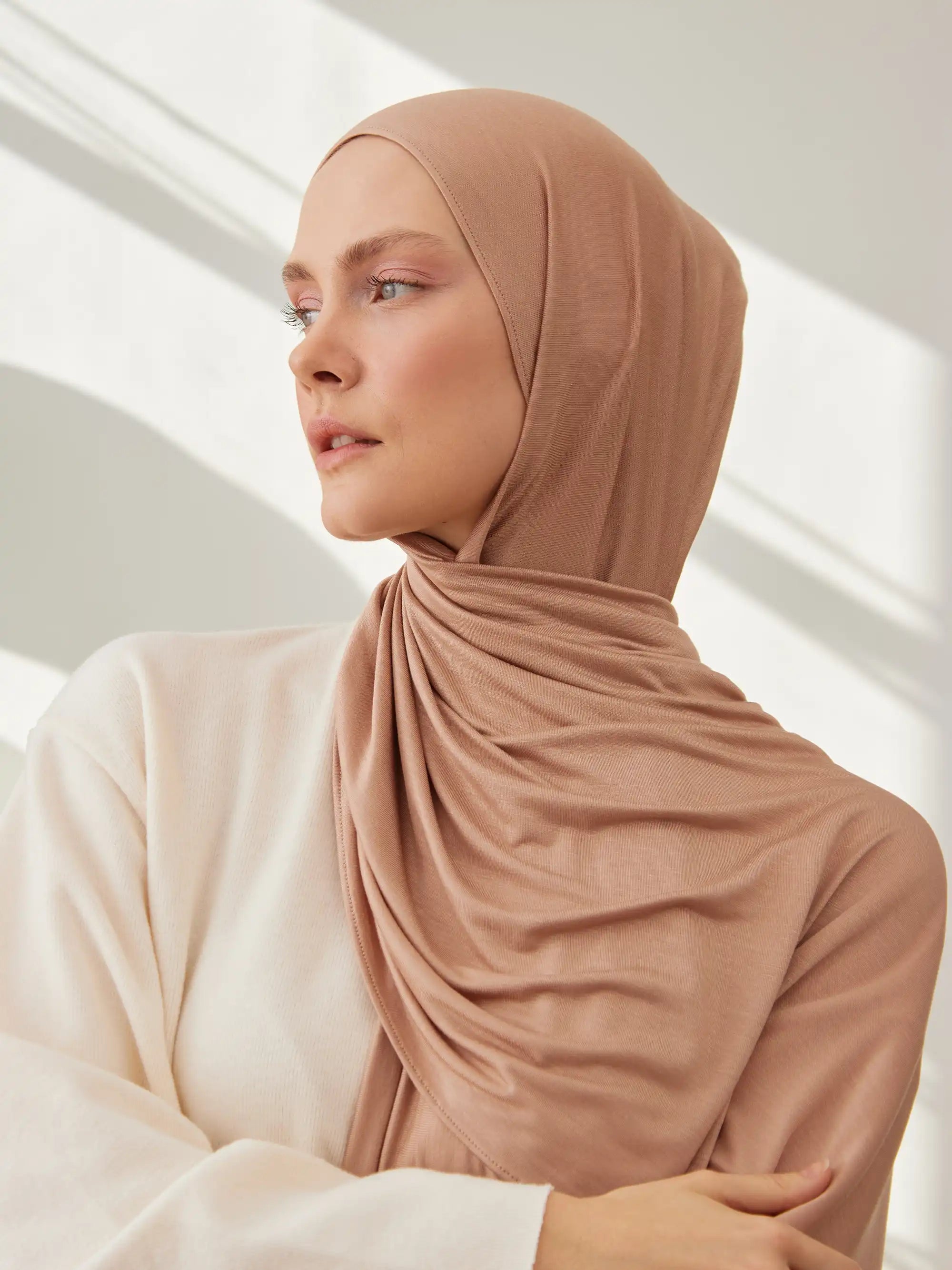 Küçük Premium Jersey Şal - Sıcak Vizon