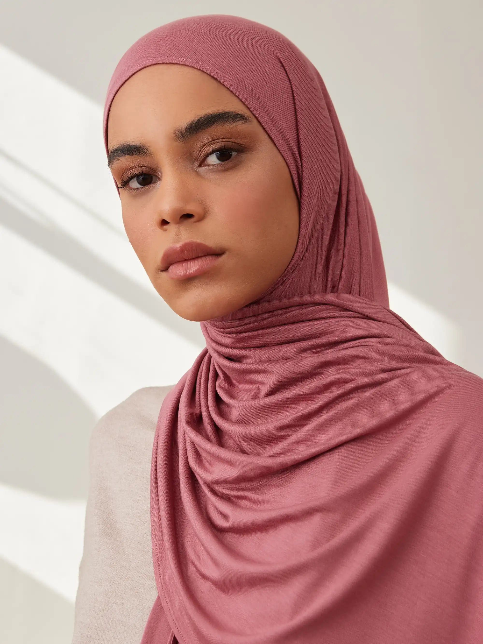 Küçük Premium Jersey Şal - Nar Gülü