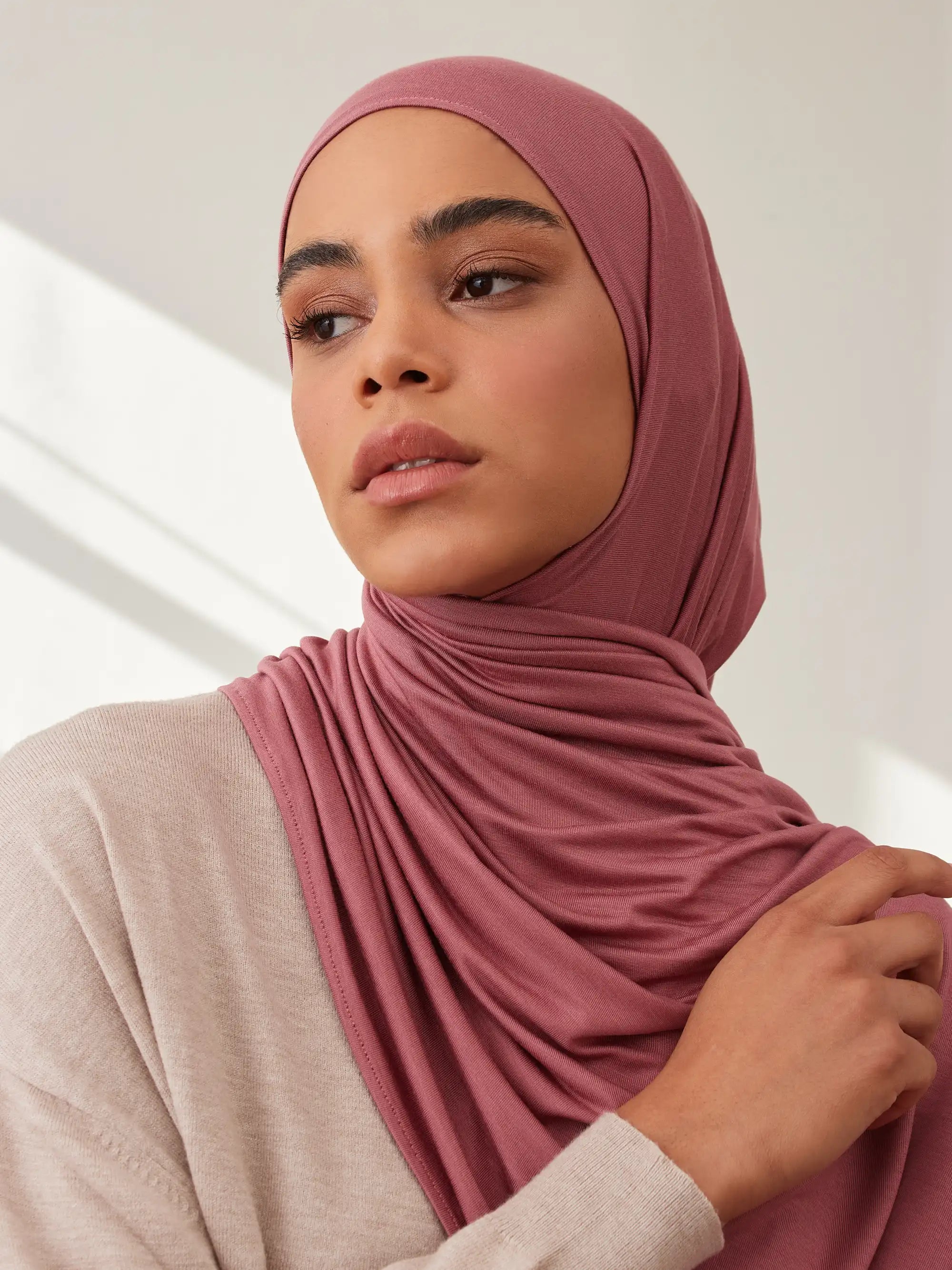 Küçük Premium Jersey Şal - Nar Gülü