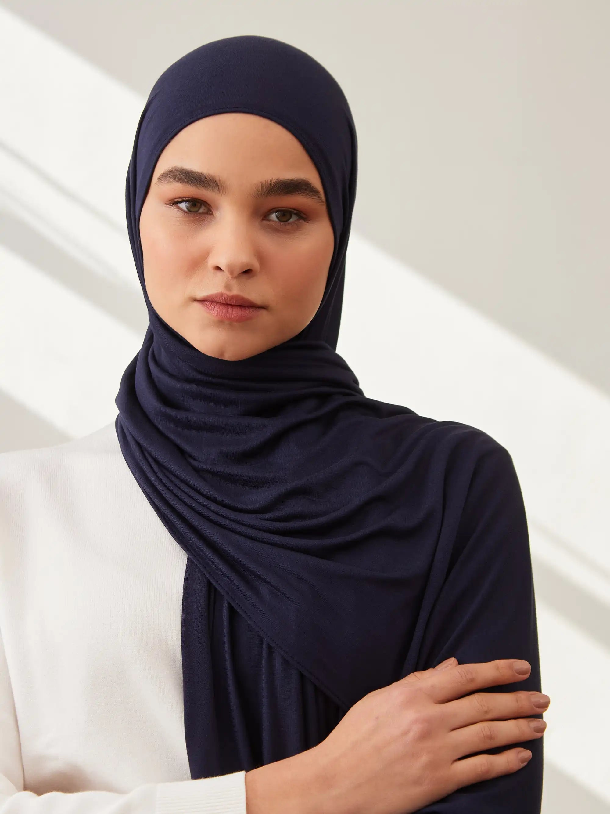 Küçük Premium Jersey Şal - Lacivert