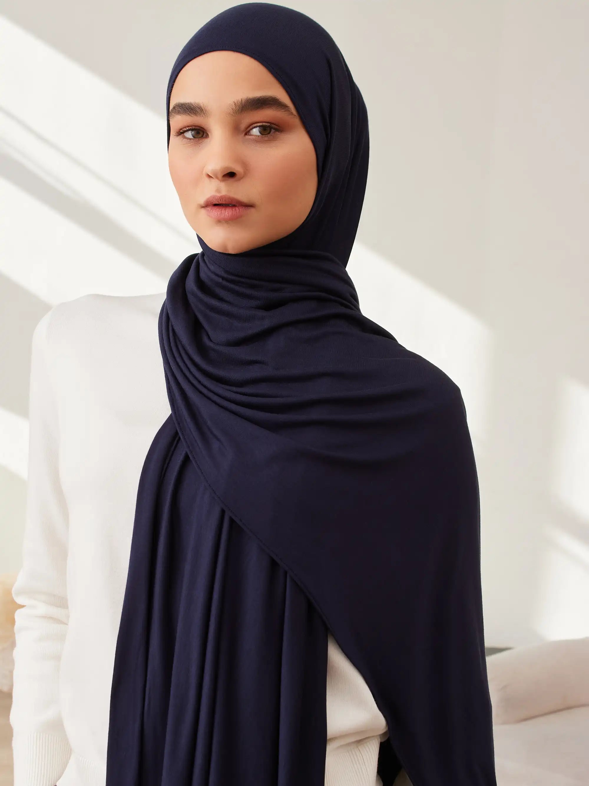 Küçük Premium Jersey Şal - Lacivert