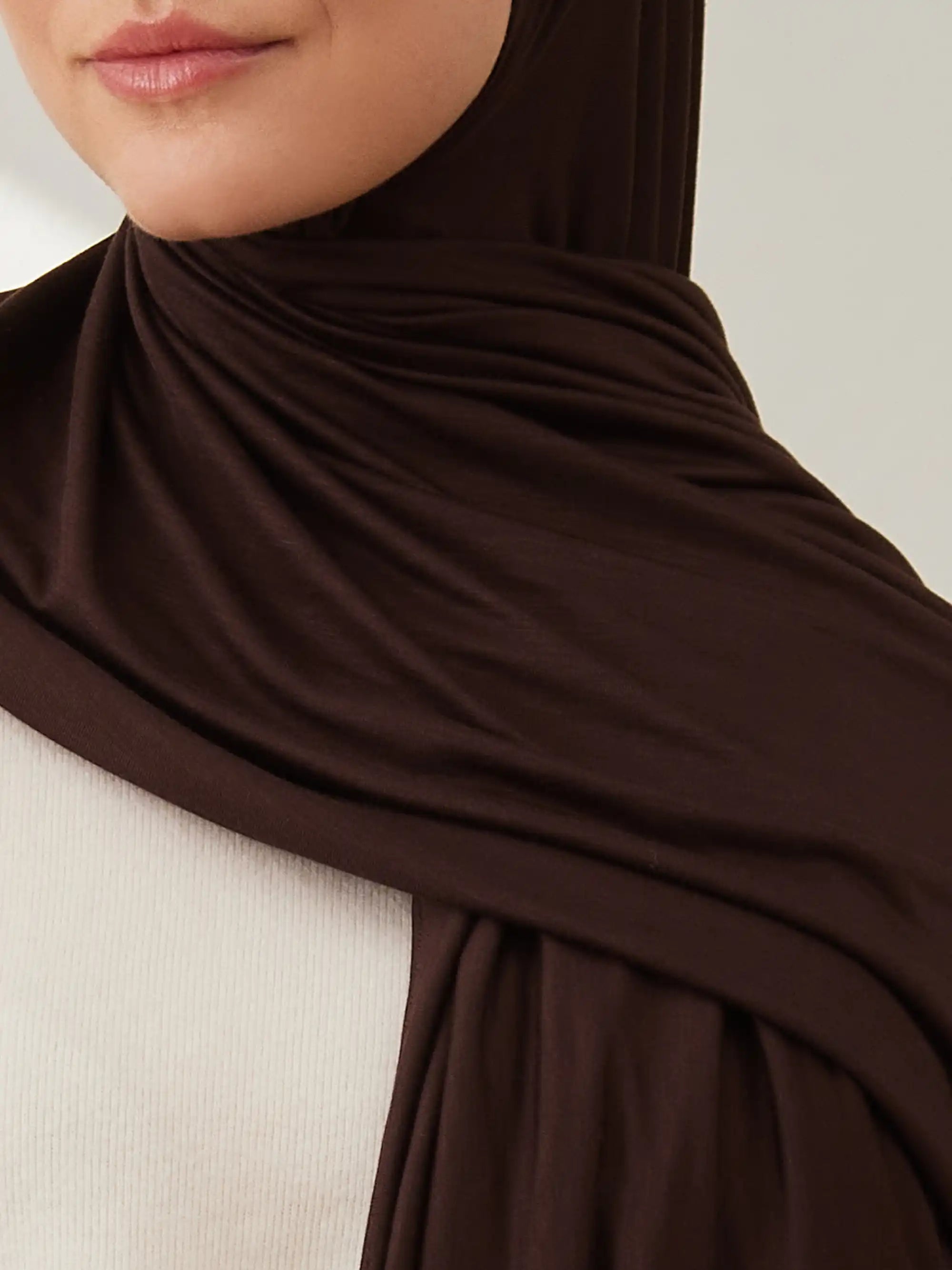 Küçük Premium Jersey Şal - Kahve Çekirdeği