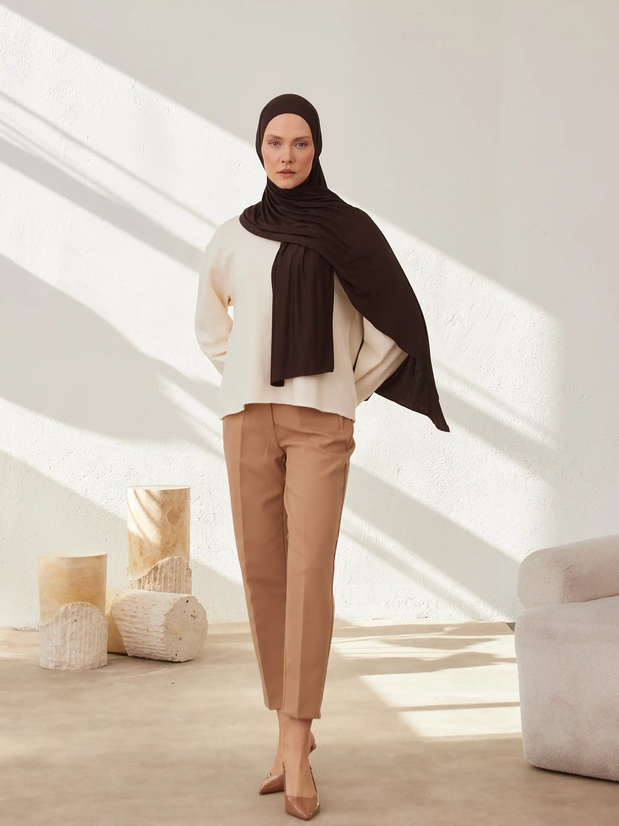 Premium Jersey Şal - Kahve Çekirdeği