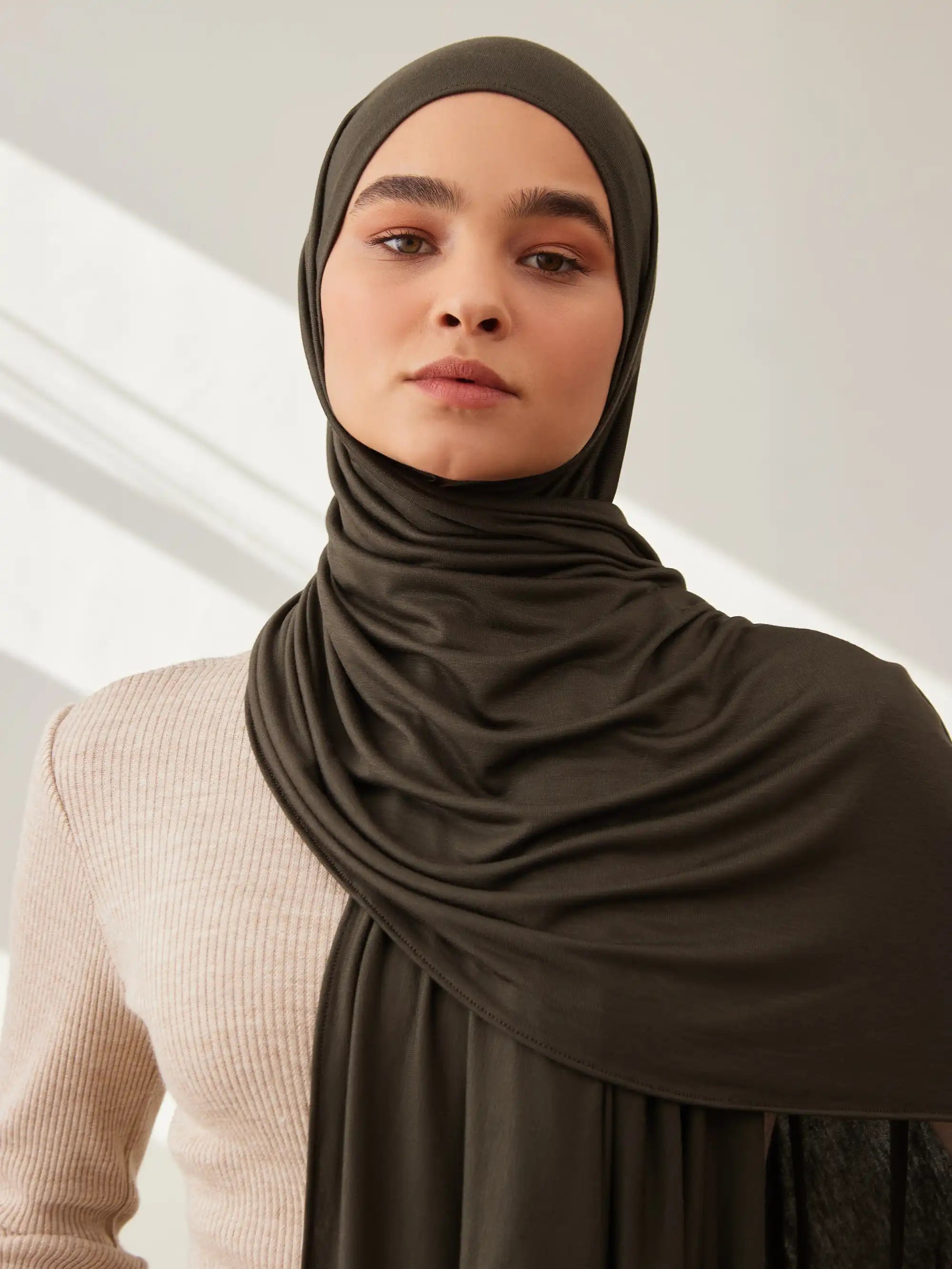 Küçük Premium Jersey Şal - Haki
