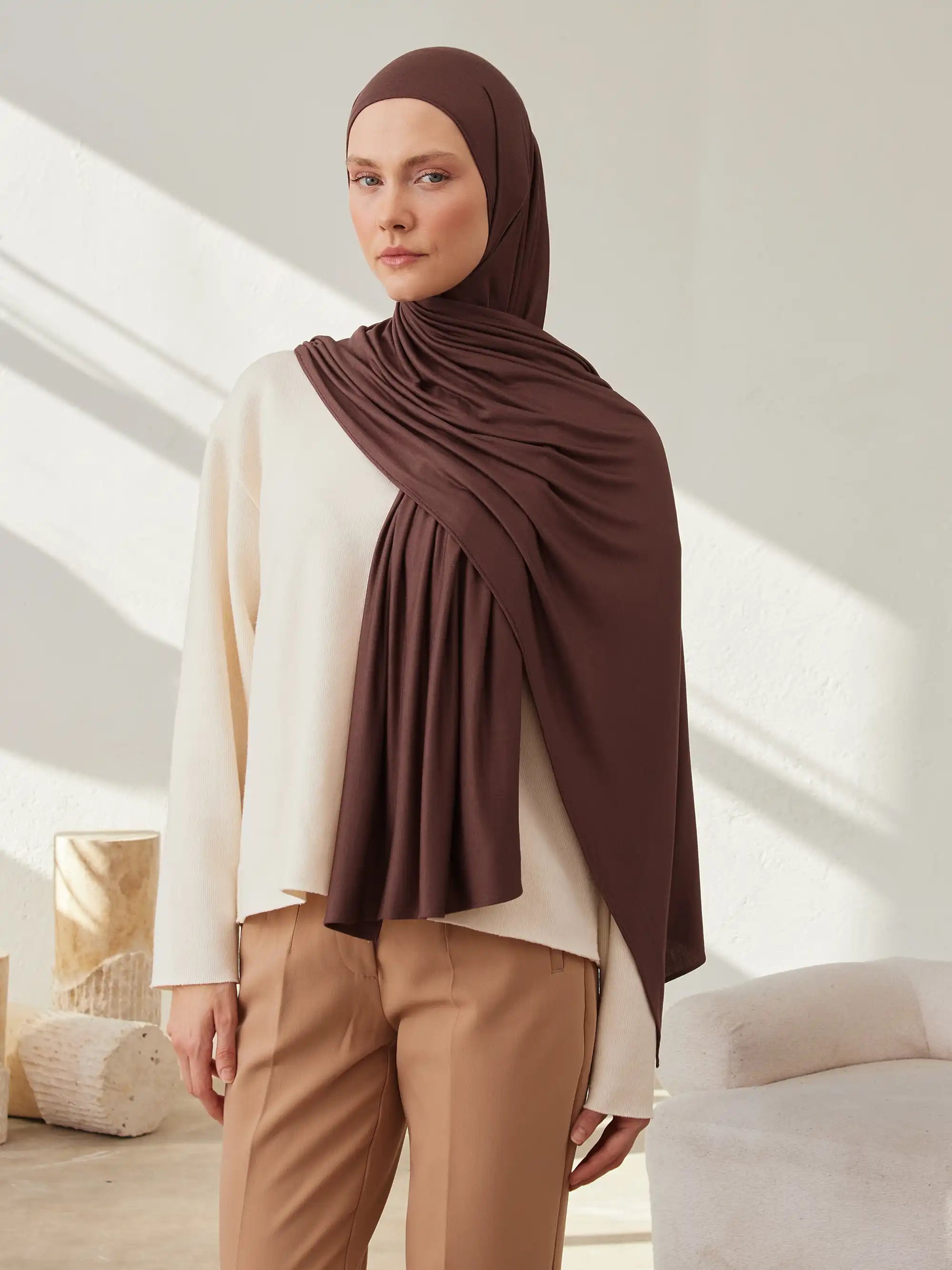 Premium Jersey Şal - Mocha