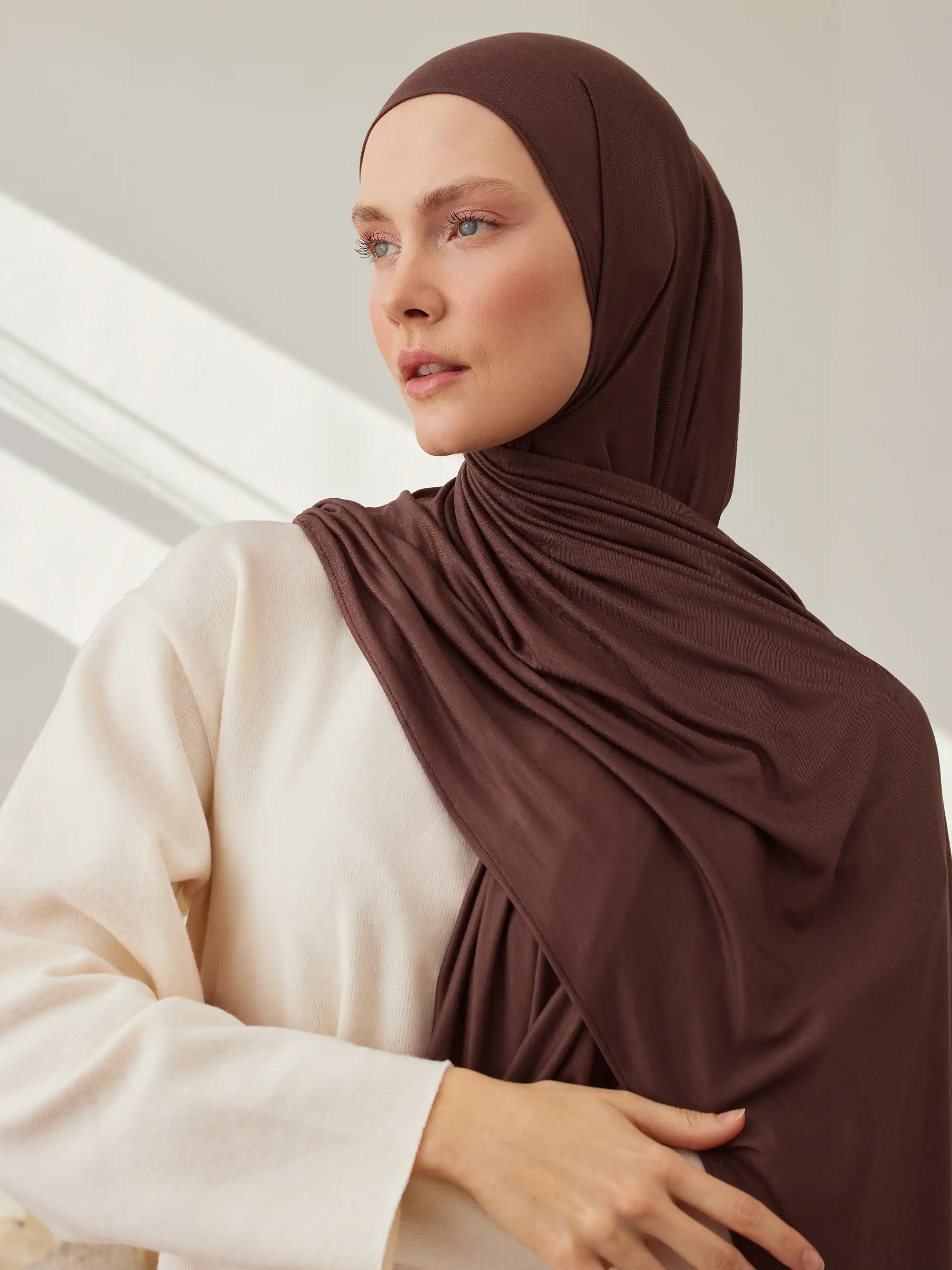 Küçük Premium Jersey Şal - Mocha