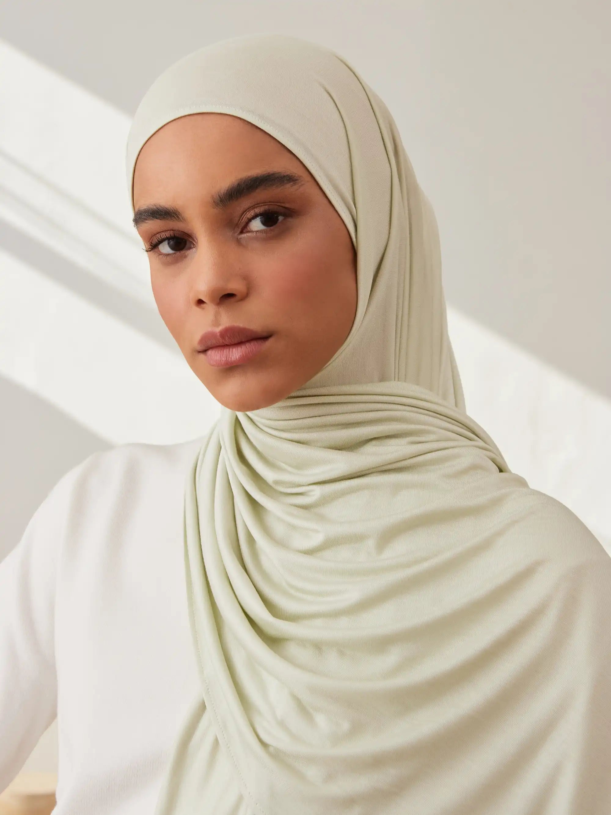 Küçük Premium Jersey Şal - Lime Krem