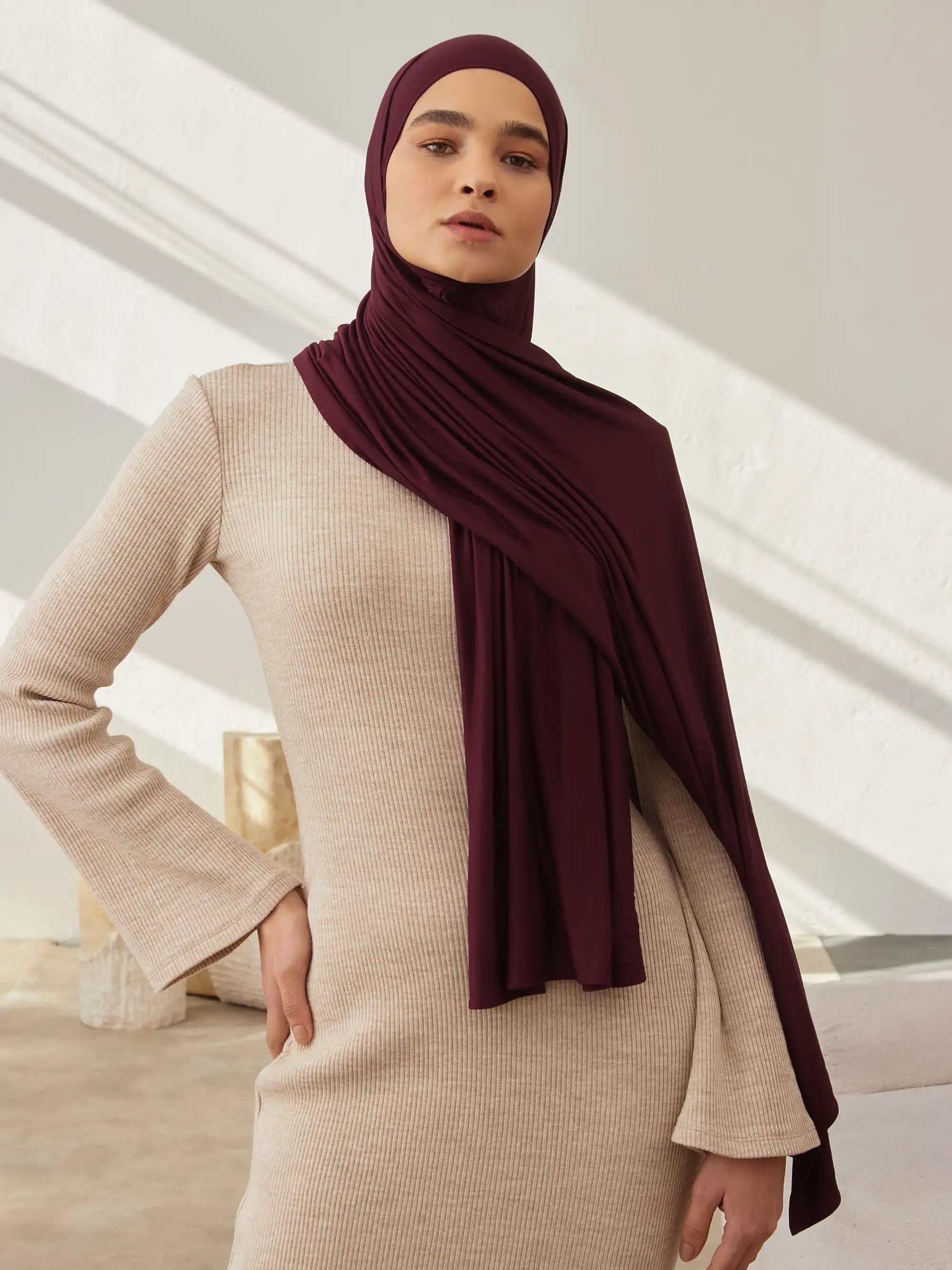 Premium Jersey Şal - Bordo
