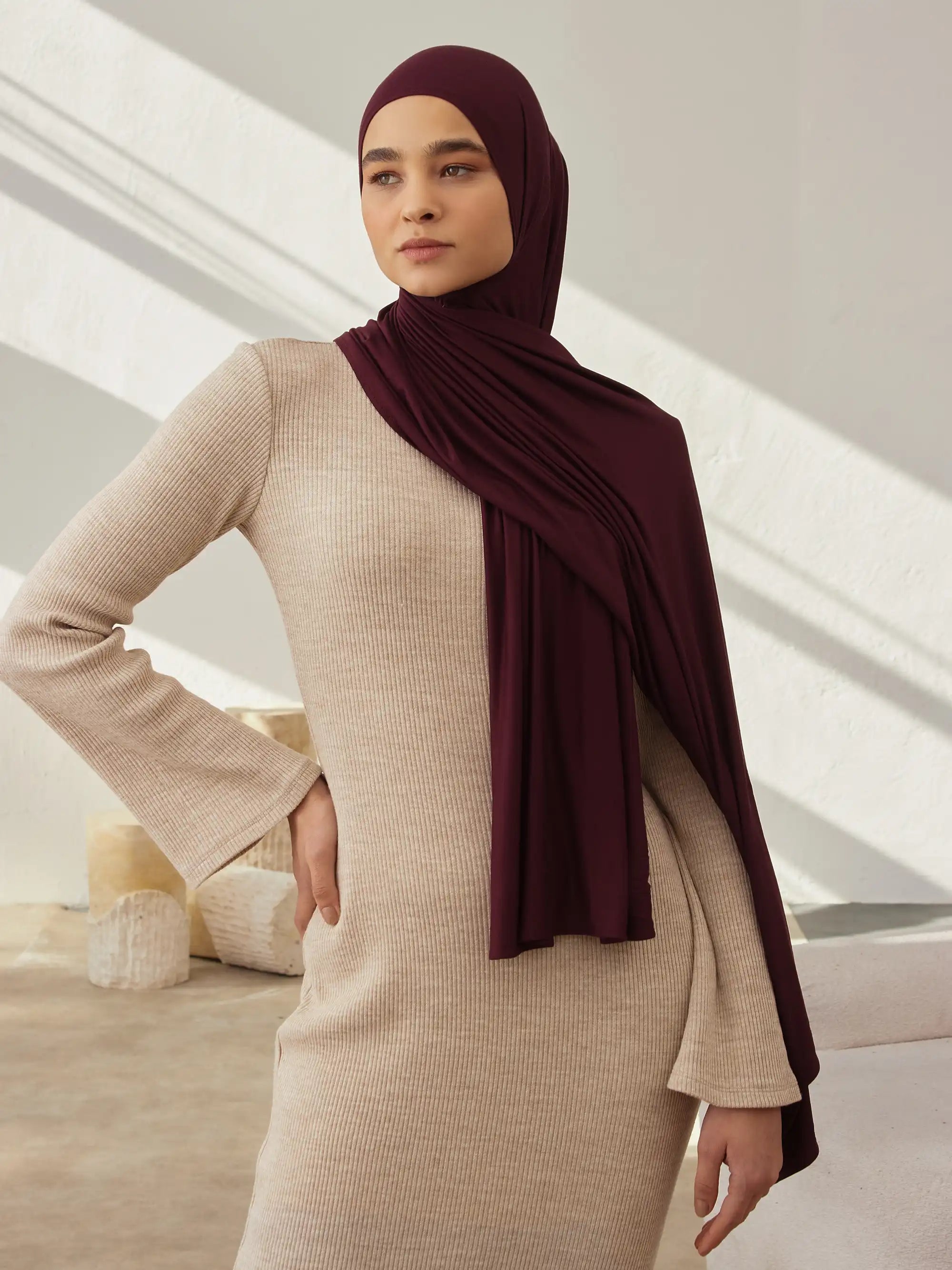Premium Jersey Şal - Bordo