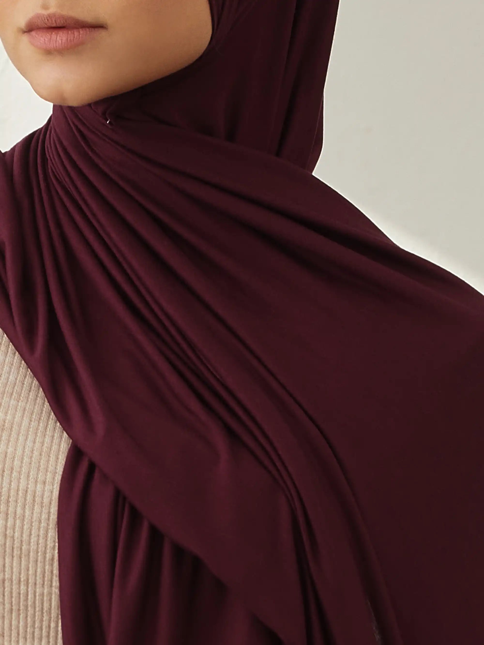 Küçük Premium Jersey Şal - Bordo