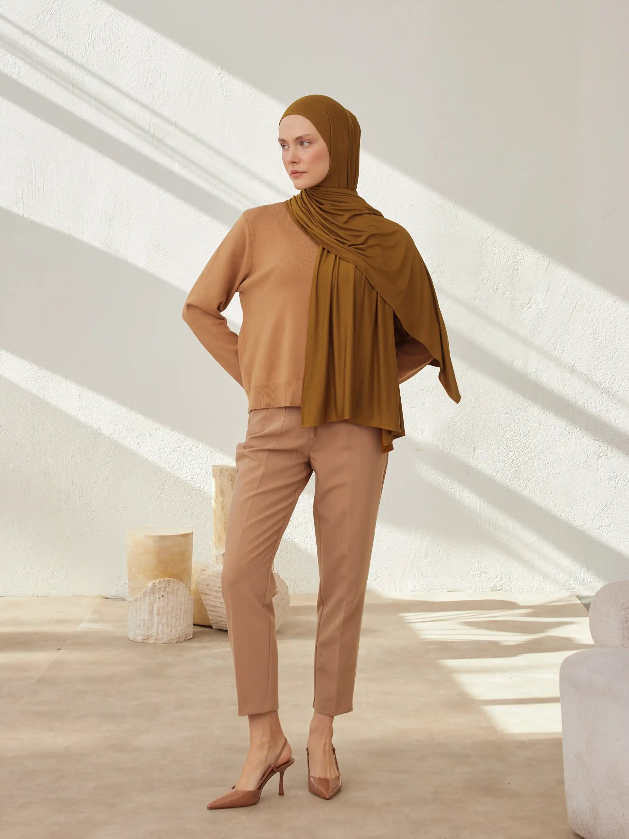 Premium Jersey Şal - Bronz