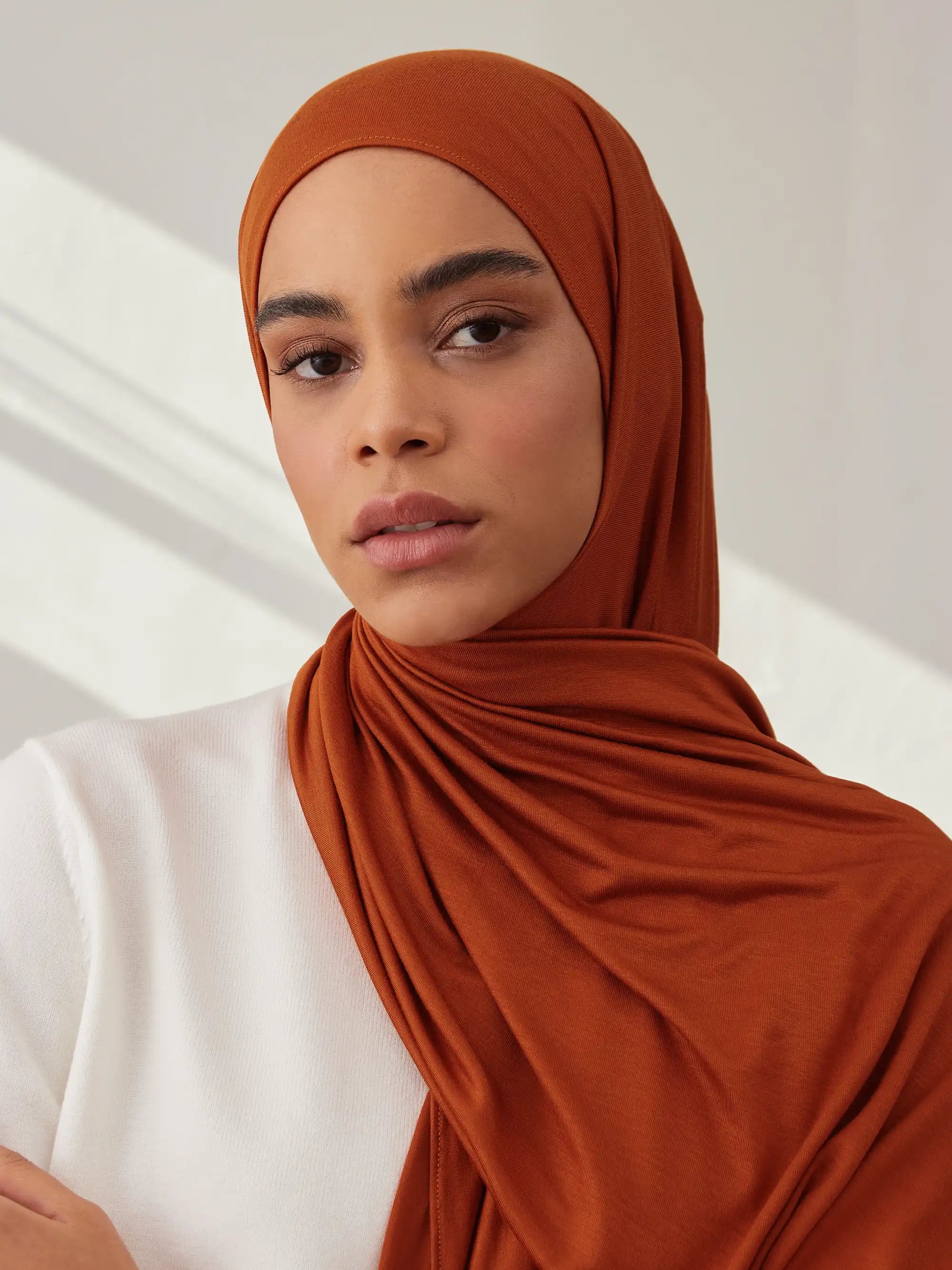 Küçük Premium Jersey Şal - Yanık Turuncu