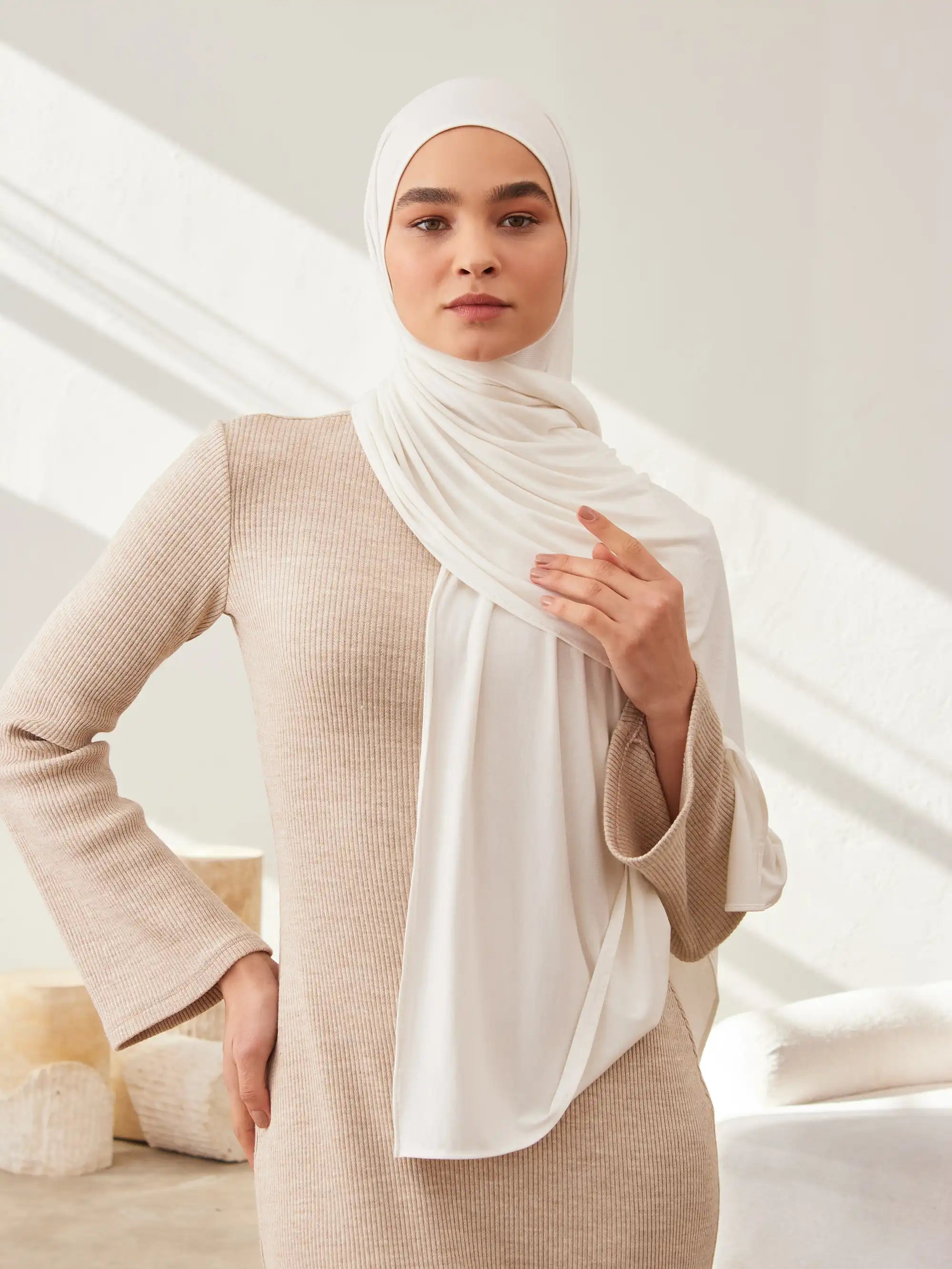 Premium Jersey Şal - Fildişi