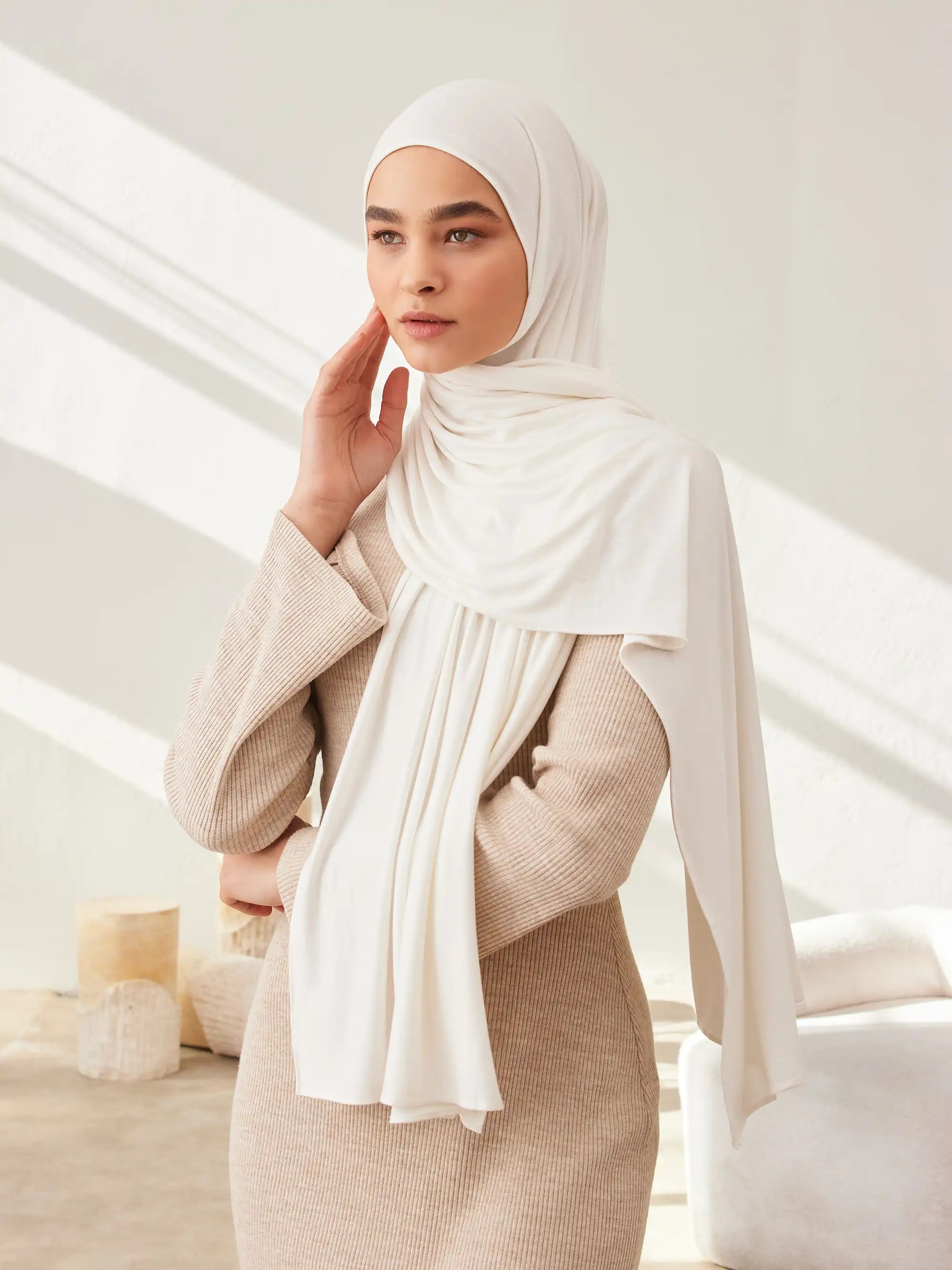 Premium Jersey Şal - Fildişi