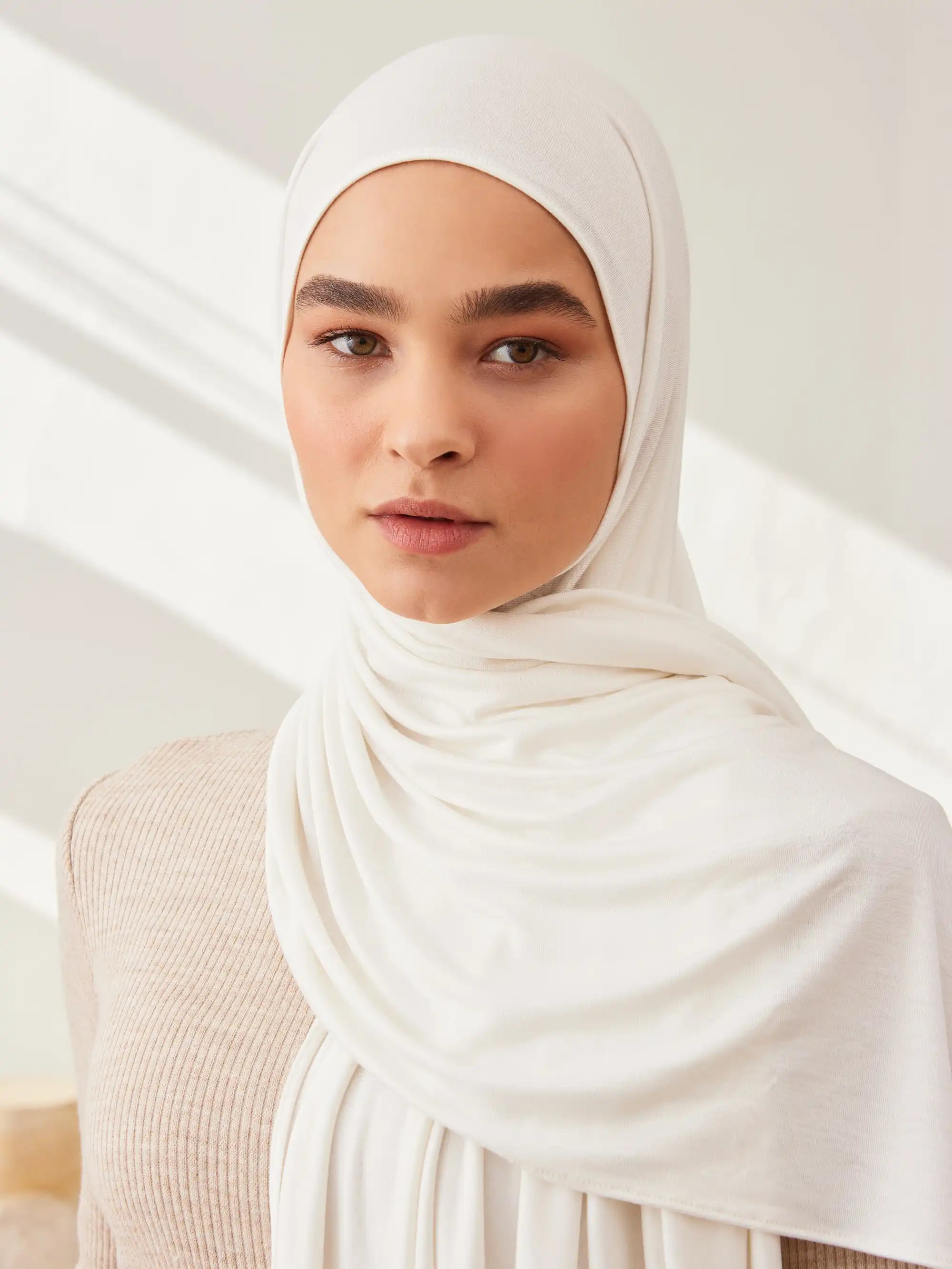 Küçük Premium Jersey Şal - Fildişi