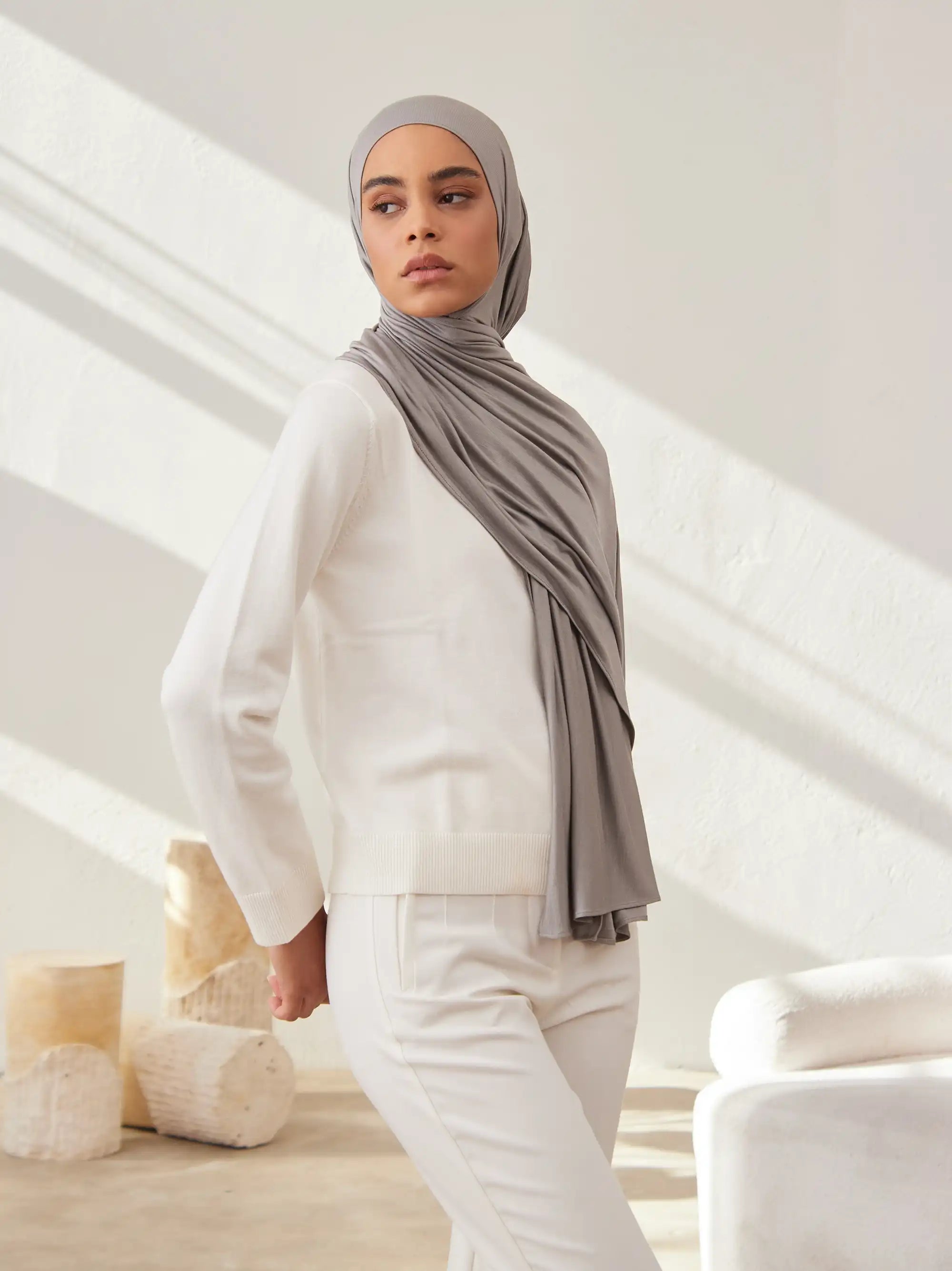 Premium Jersey Şal - Gümüş