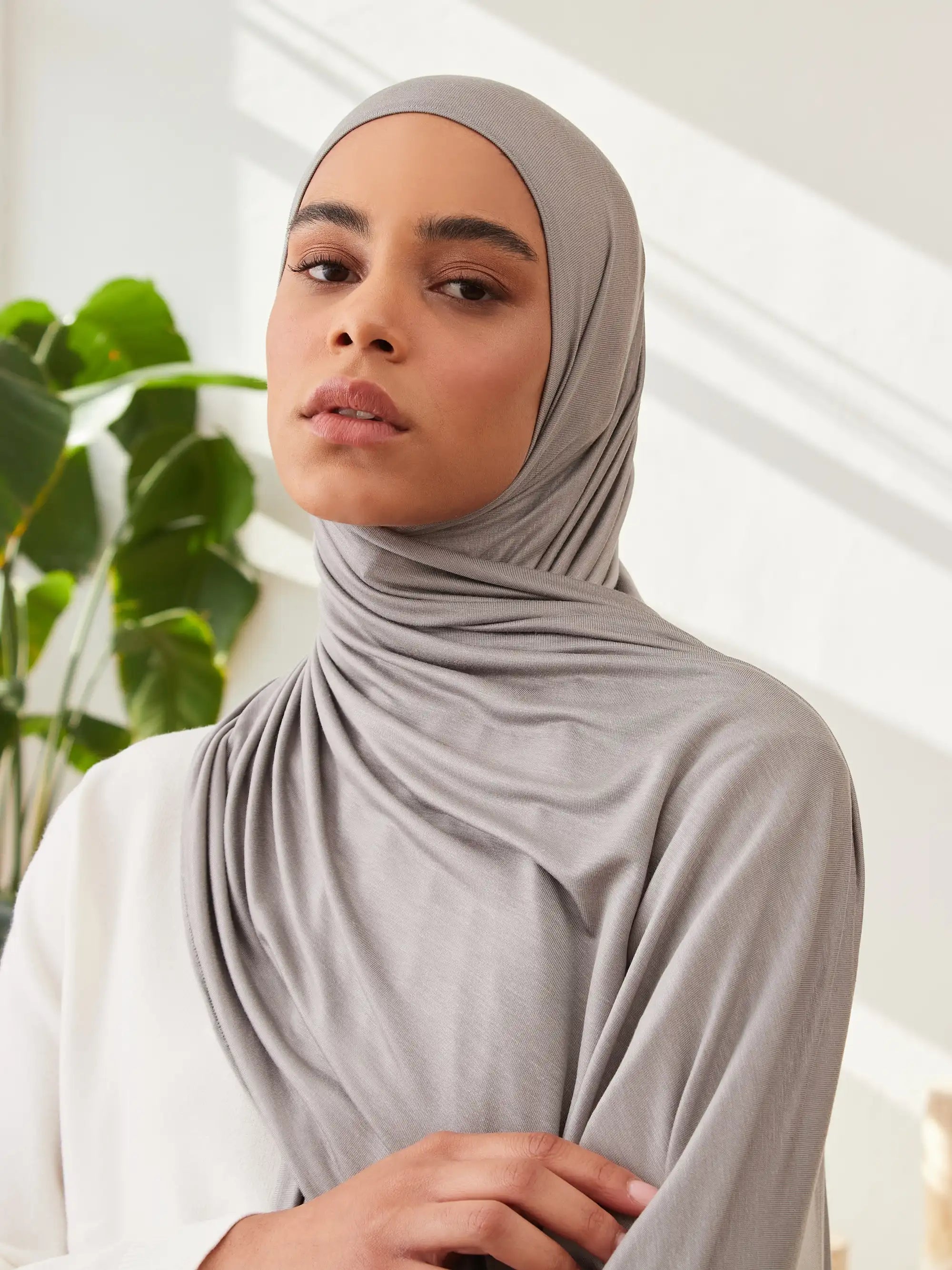 Küçük Premium Jersey Şal - Gümüş