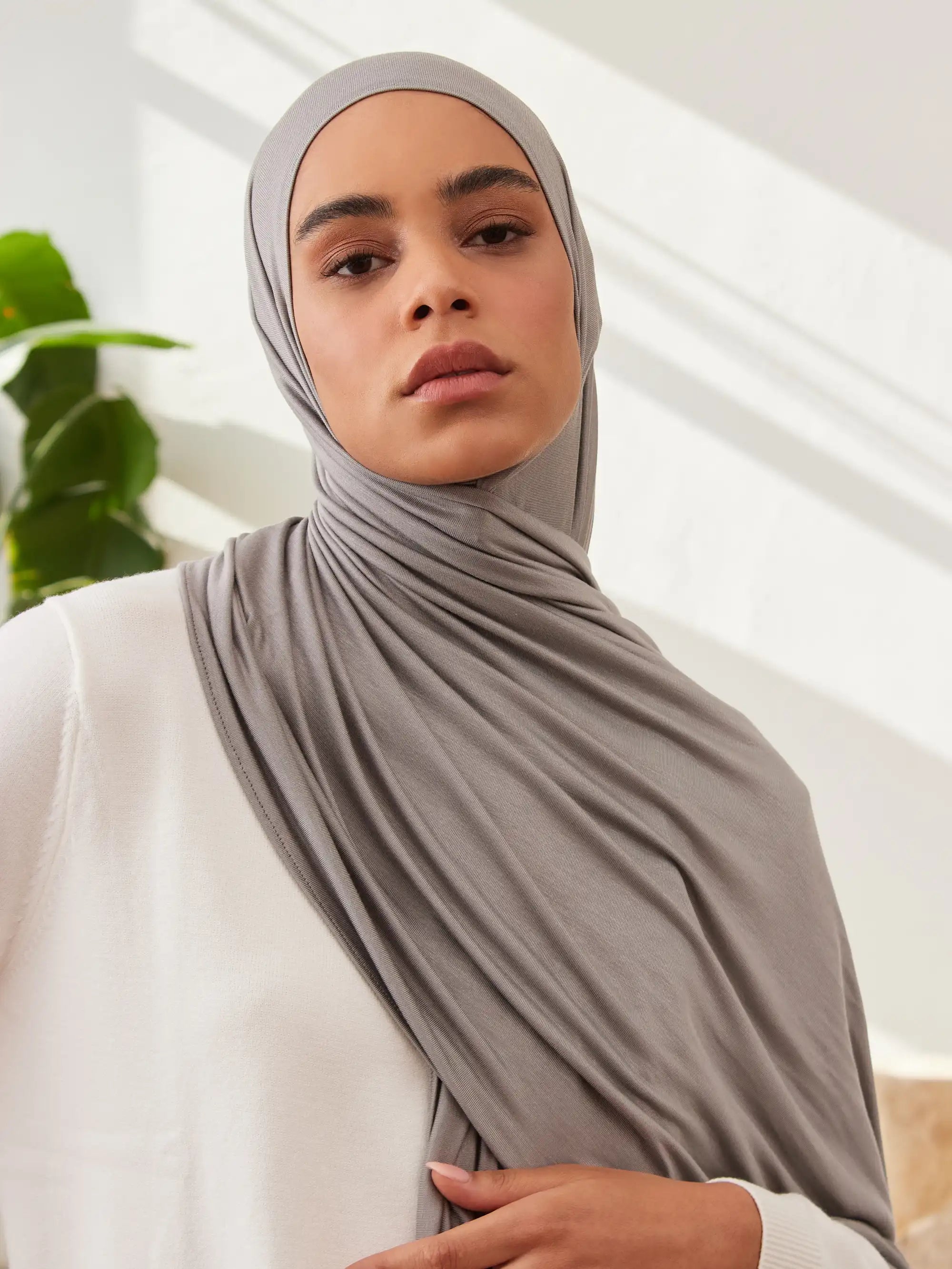 Küçük Premium Jersey Şal - Gümüş