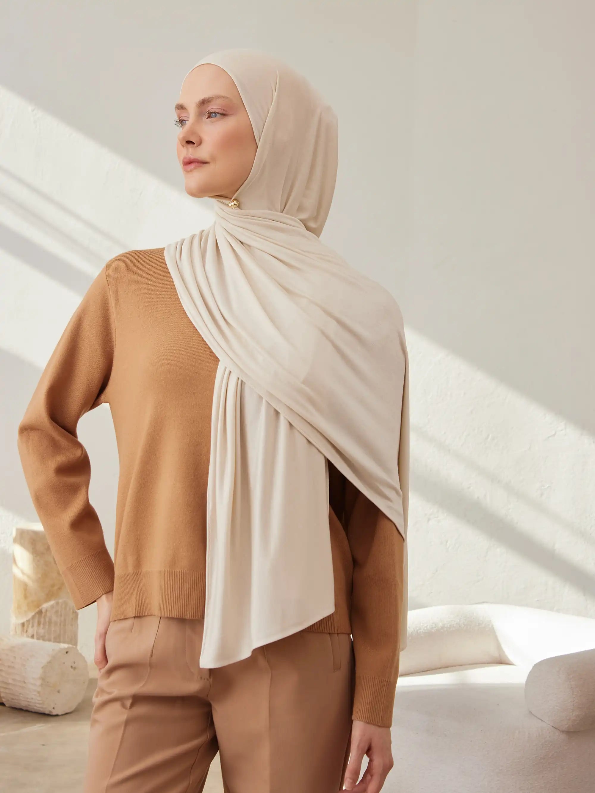 Premium Jersey Şal - Kırık Beyaz
