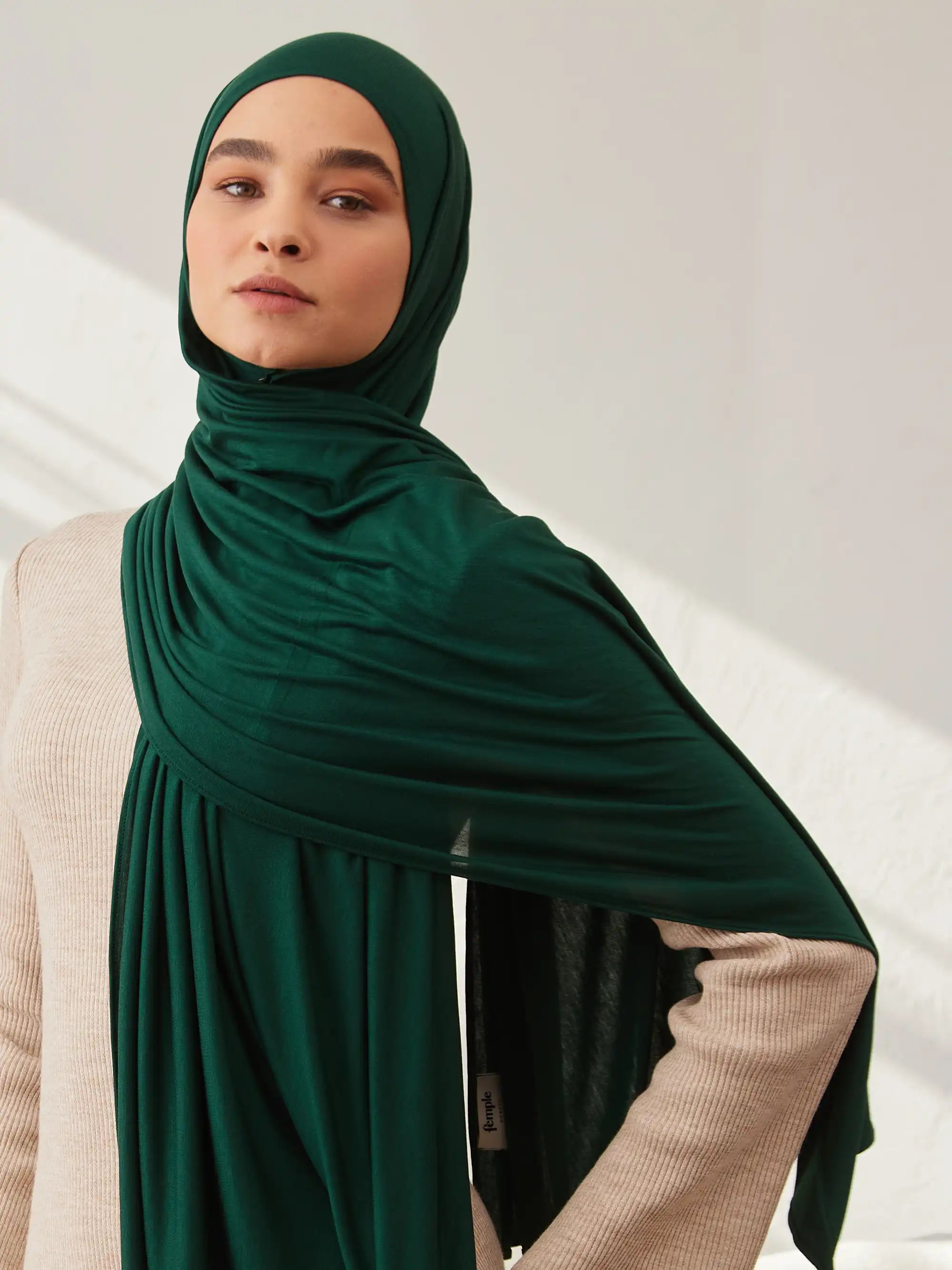 Küçük Premium Jersey Şal - Çam Yeşili