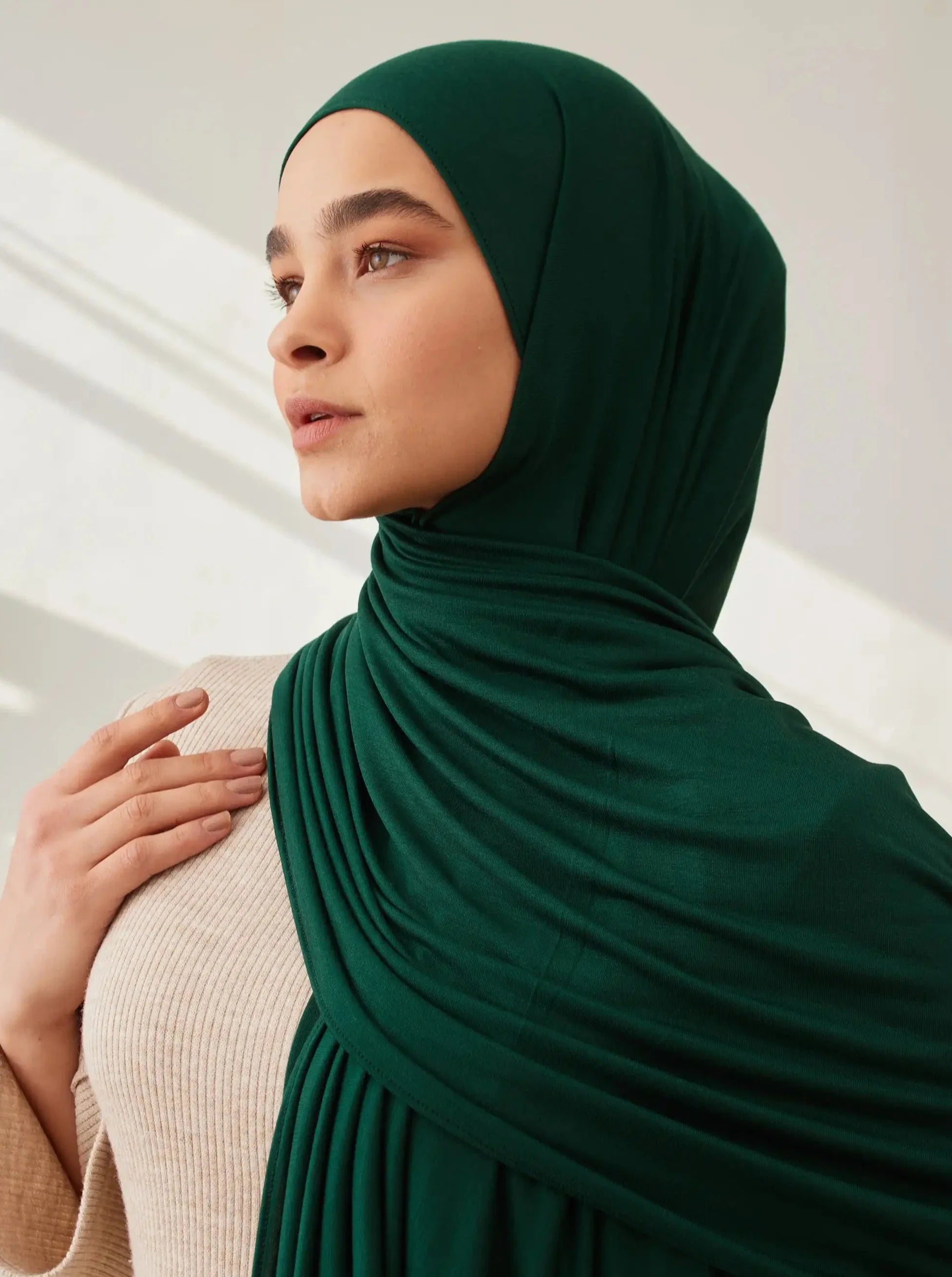 Küçük Premium Jersey Şal - Çam Yeşili