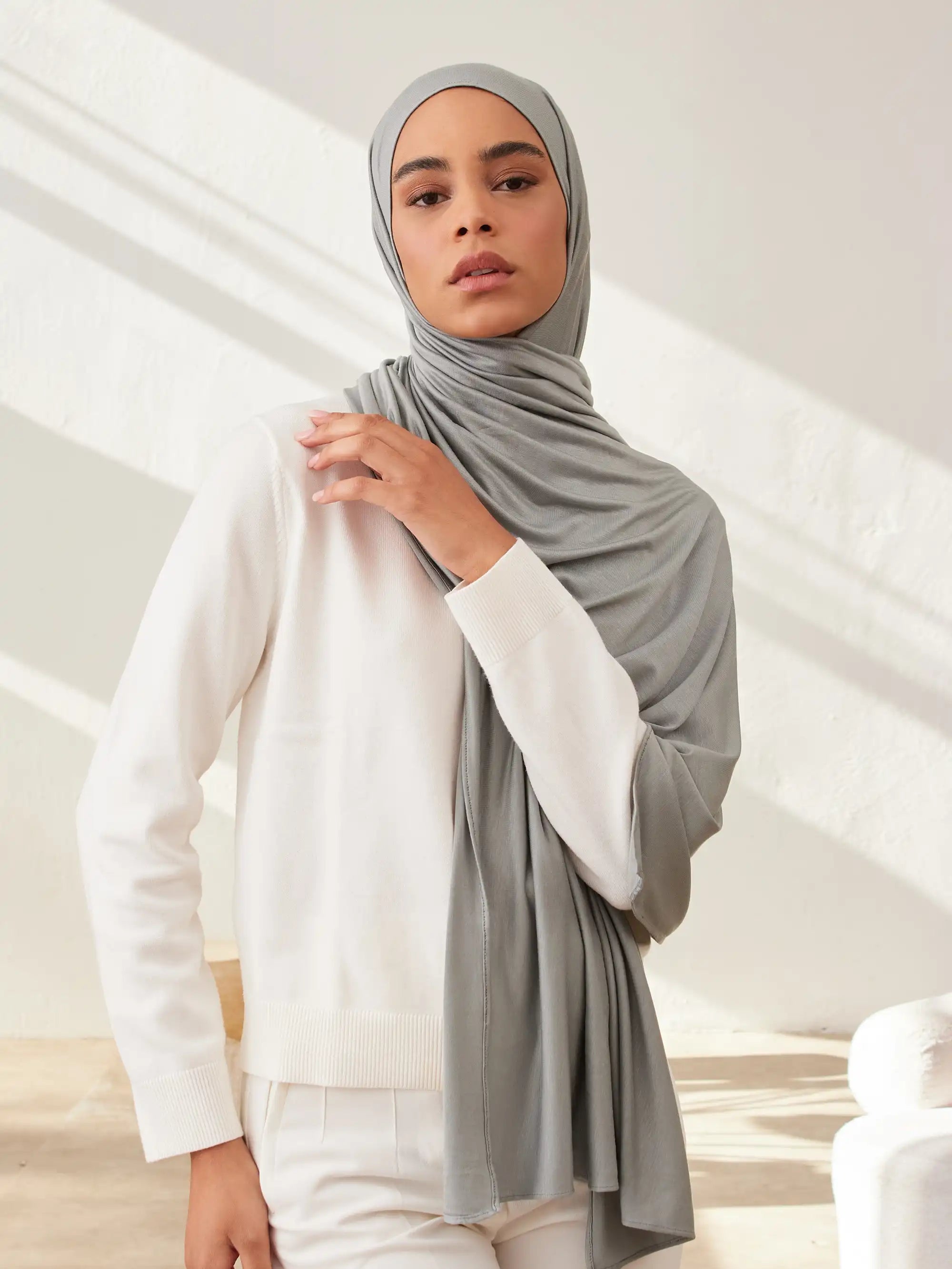 Premium Jersey Şal - Gri Yeşil