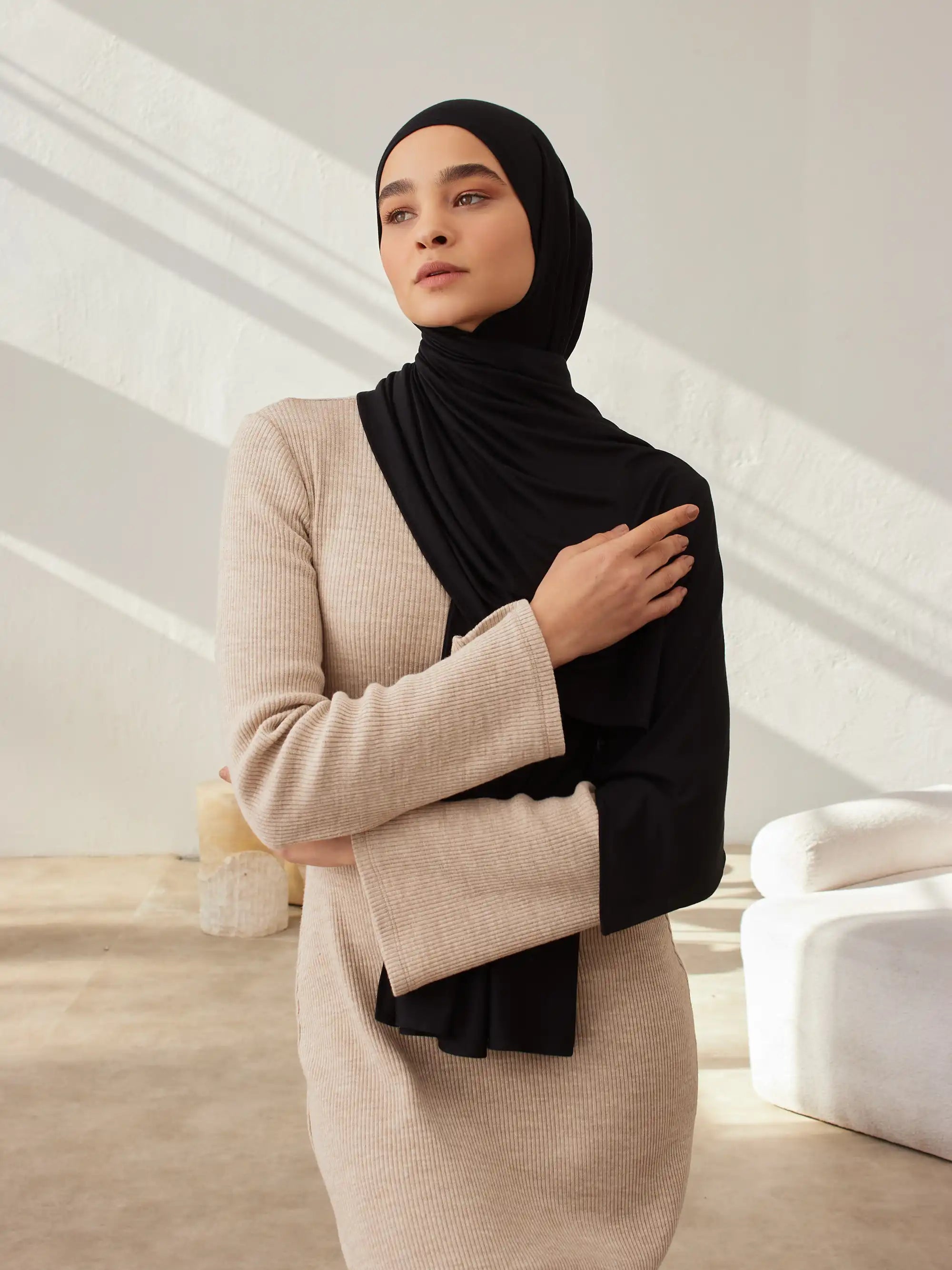 Premium Jersey Şal - Siyah