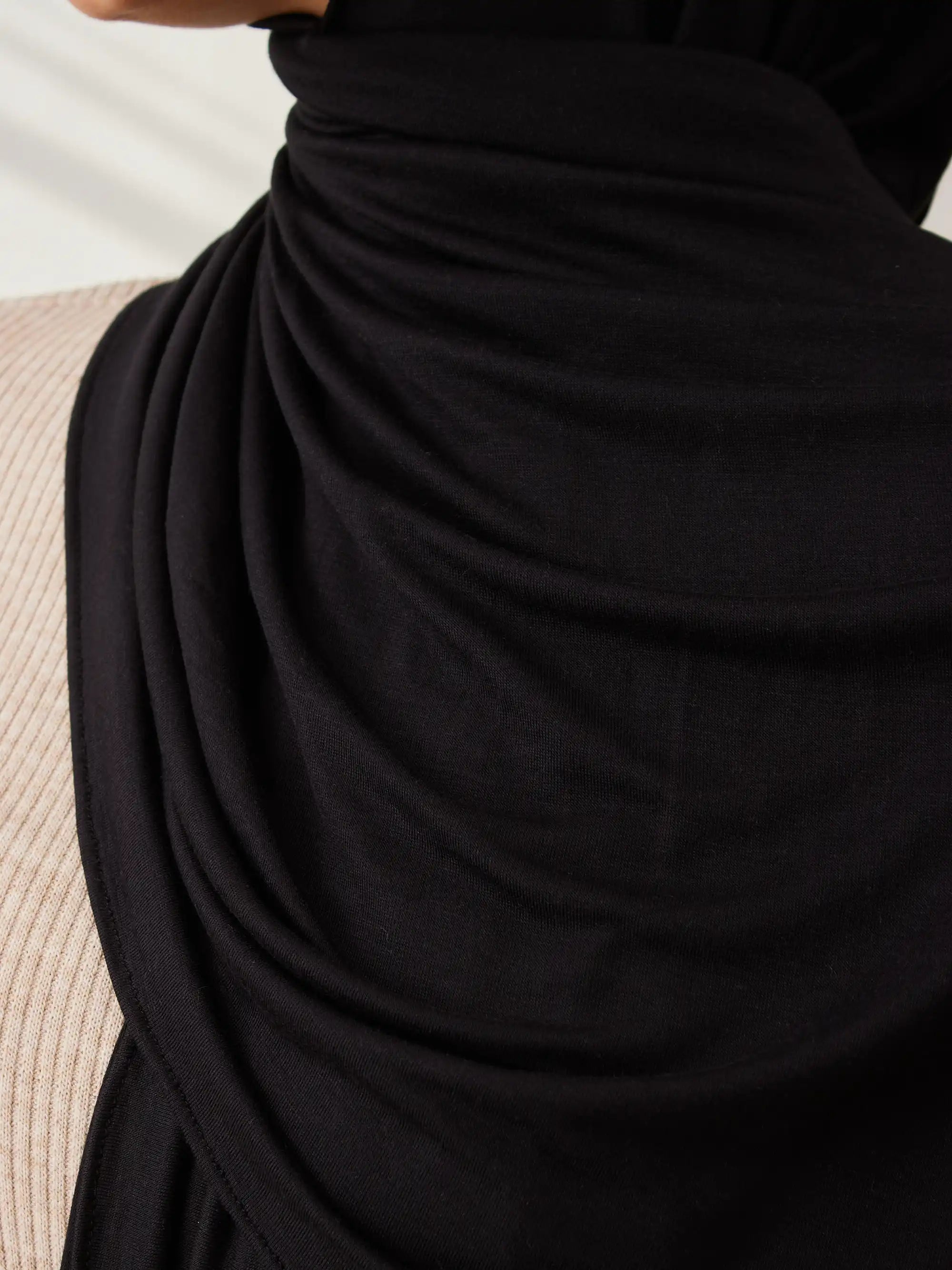 Küçük Premium Jersey Şal - Siyah