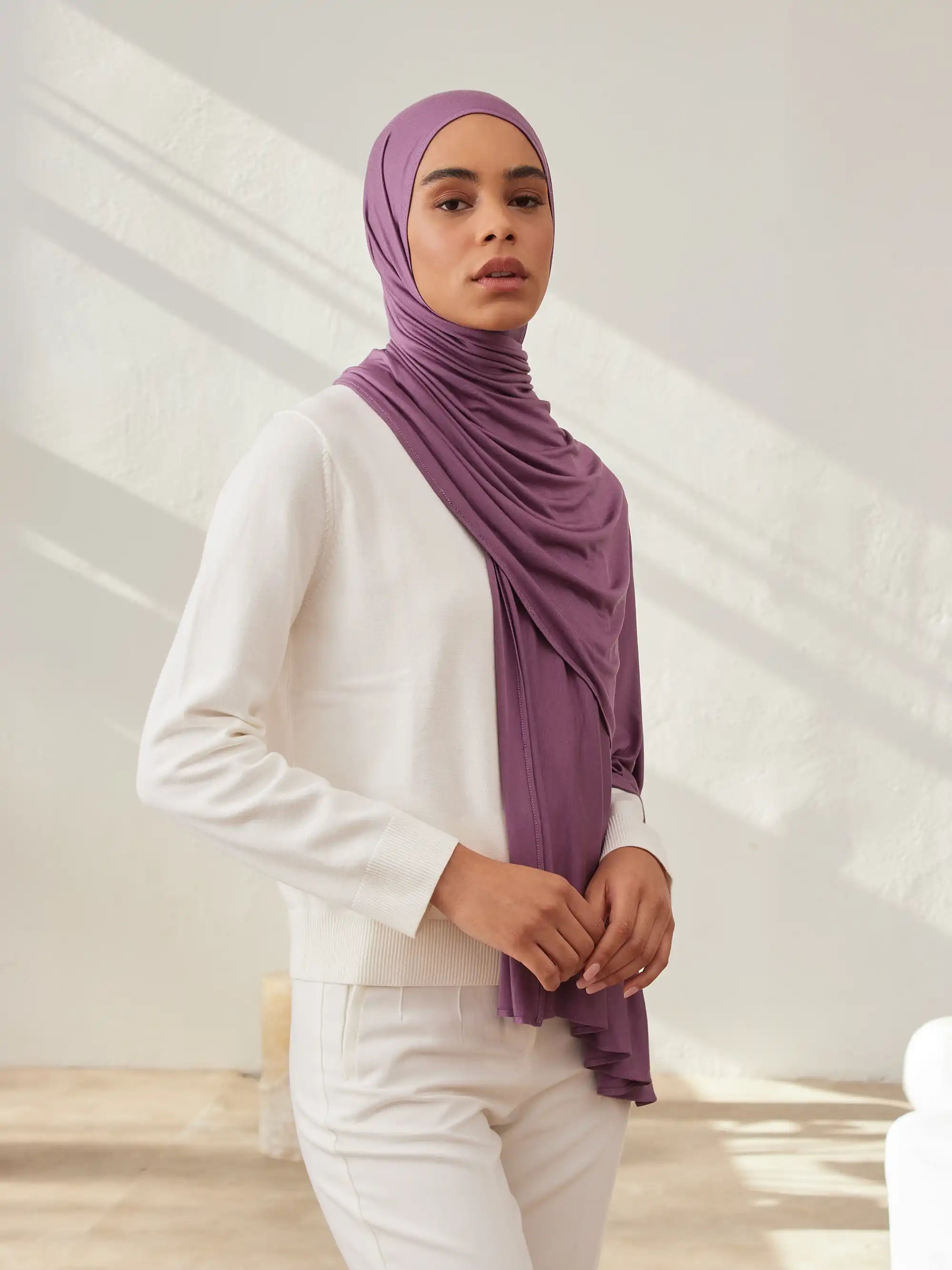 Küçük Premium Jersey Şal - Orkide