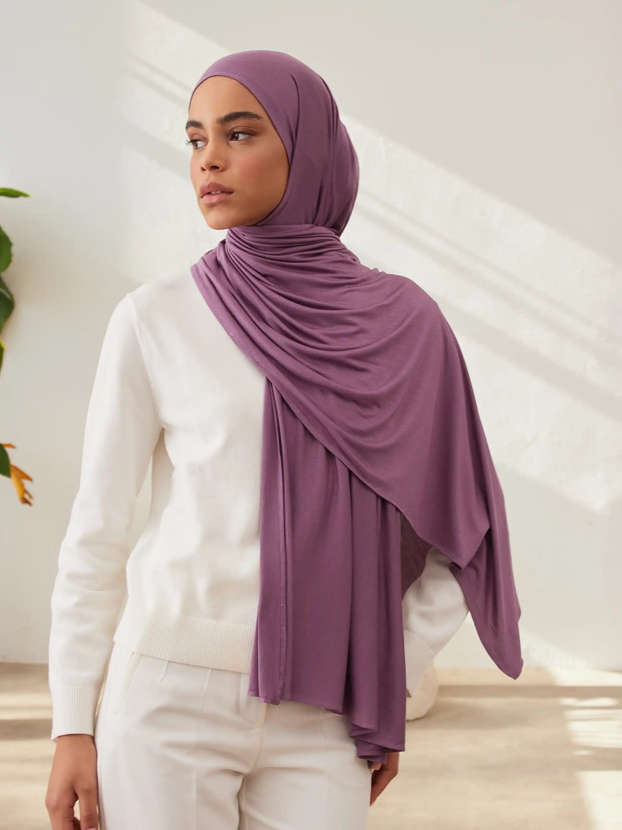 Küçük Premium Jersey Şal - Orkide
