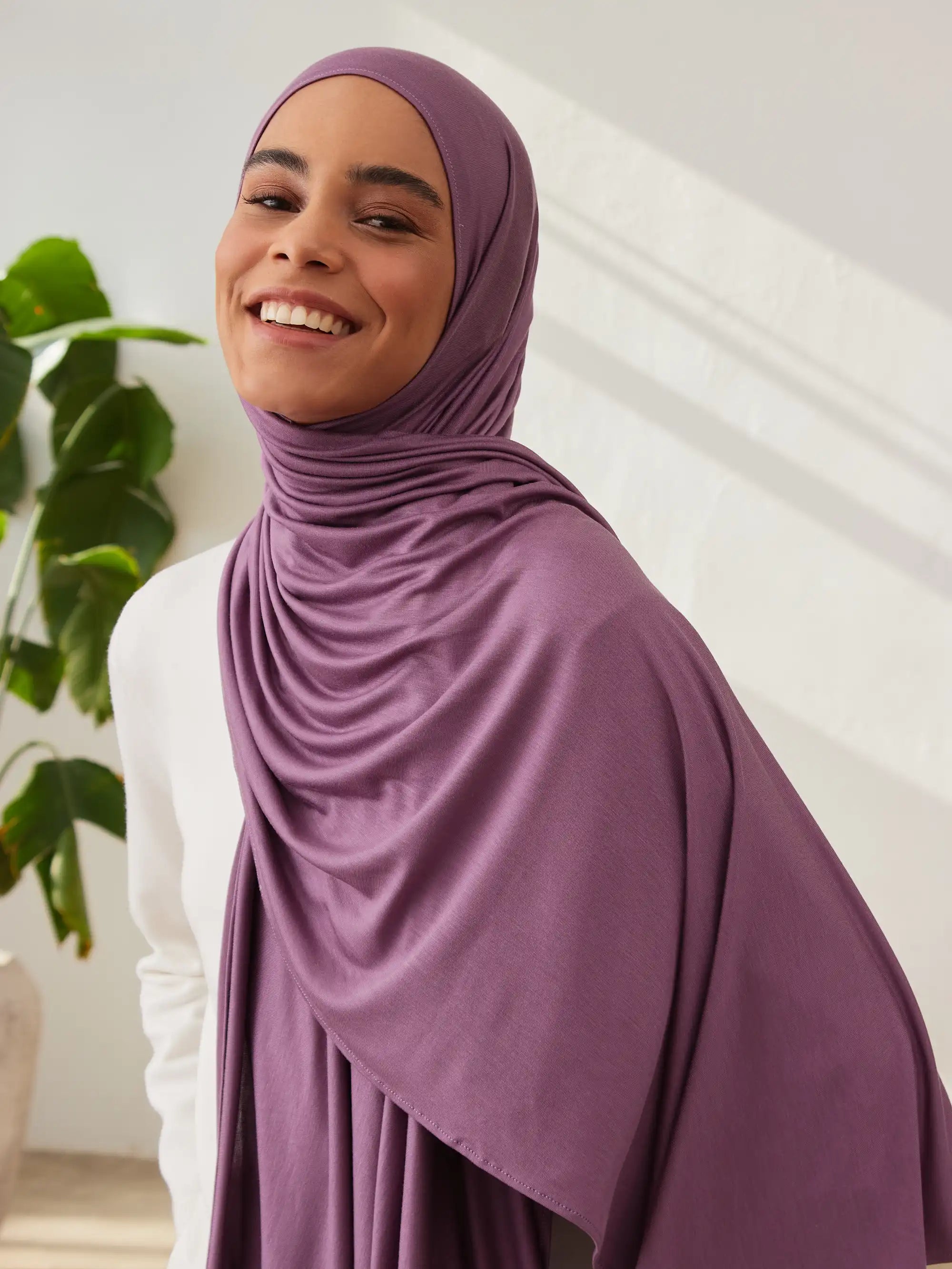 Küçük Premium Jersey Şal - Orkide