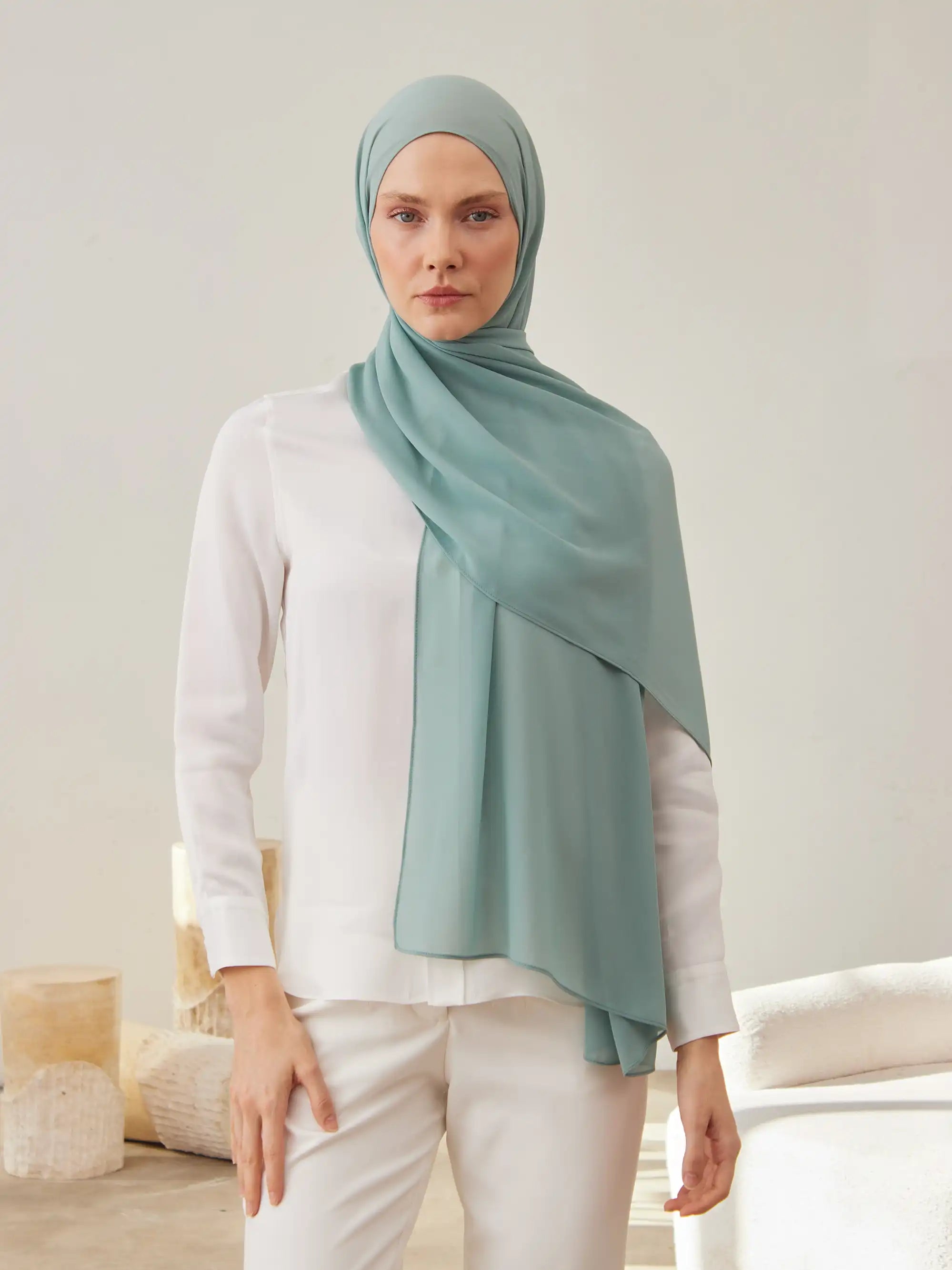 Küçük Luxury Şifon Şal - Mint