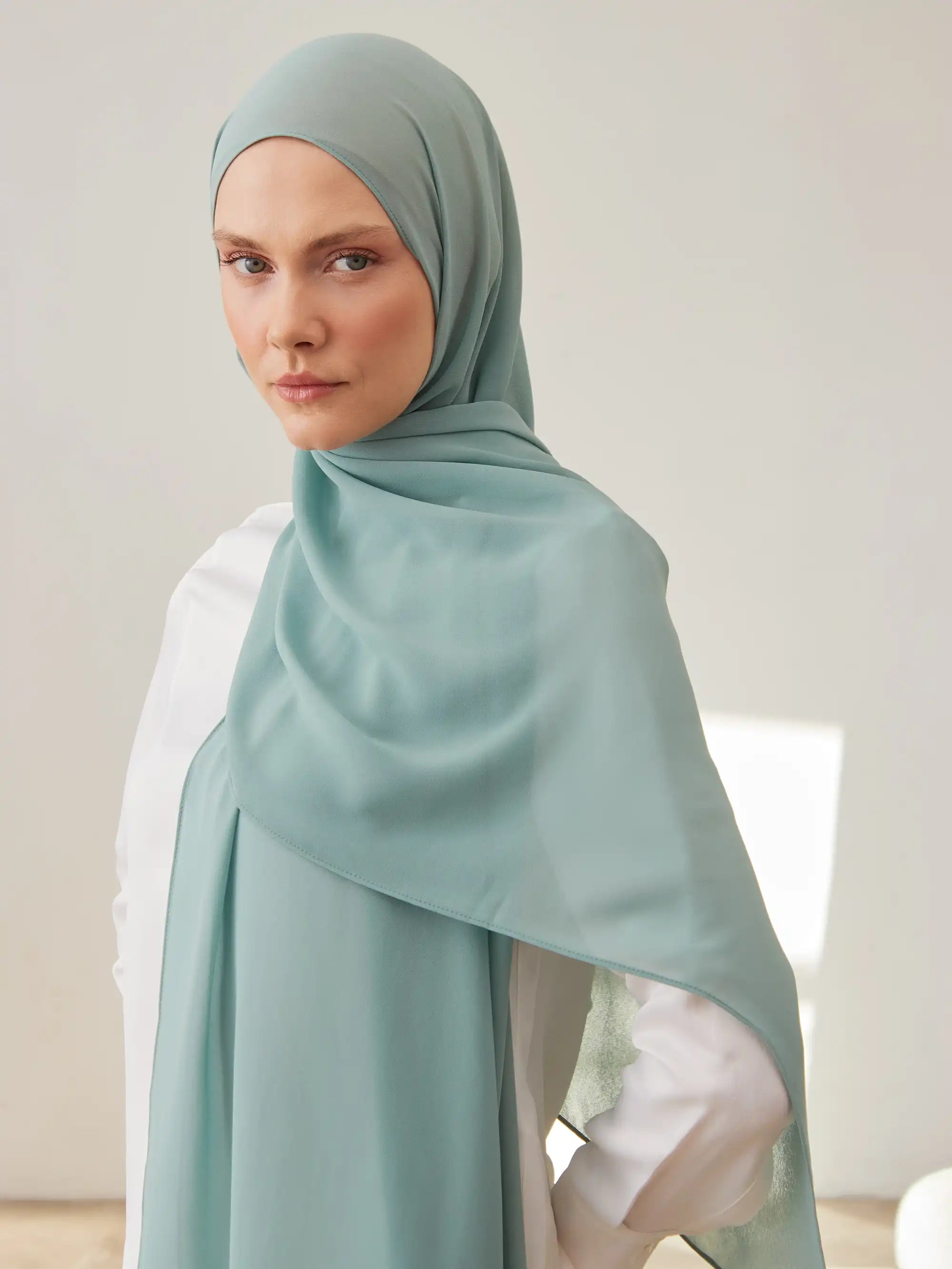 Küçük Luxury Şifon Şal - Mint