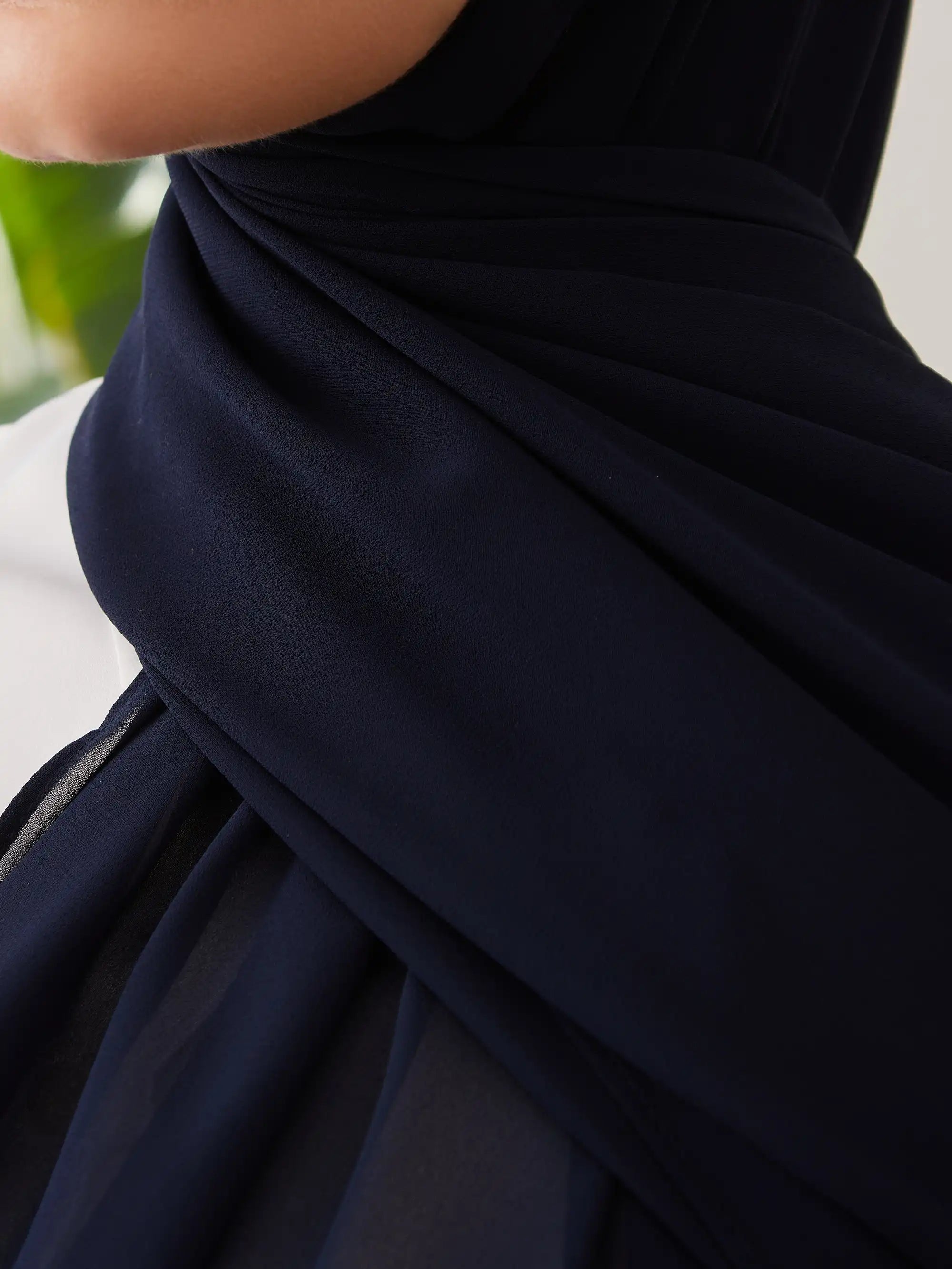 Küçük Luxury Şifon Şal - Lacivert
